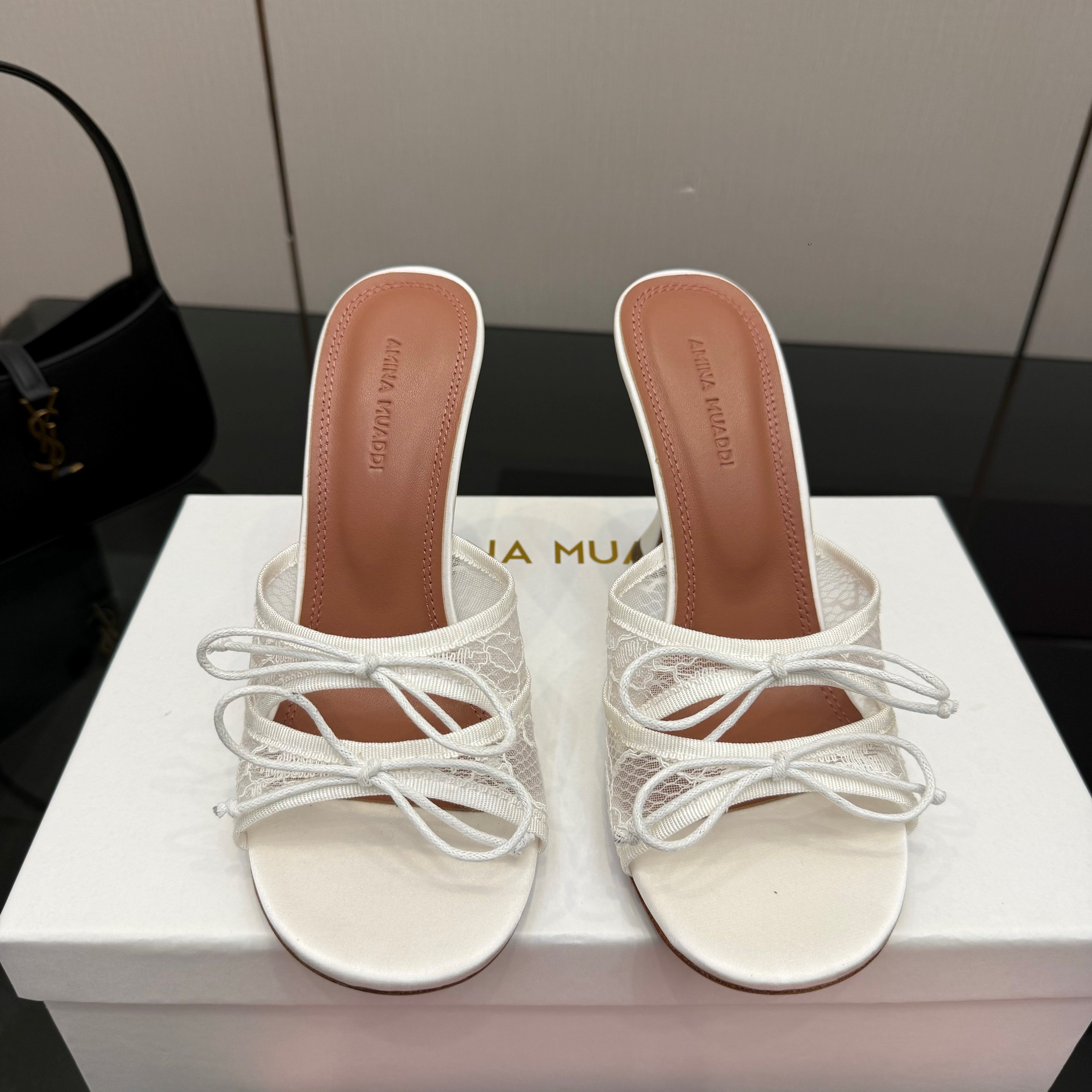 Amina Muaddi Alexa Lace Slipper 95 White Lace 726129