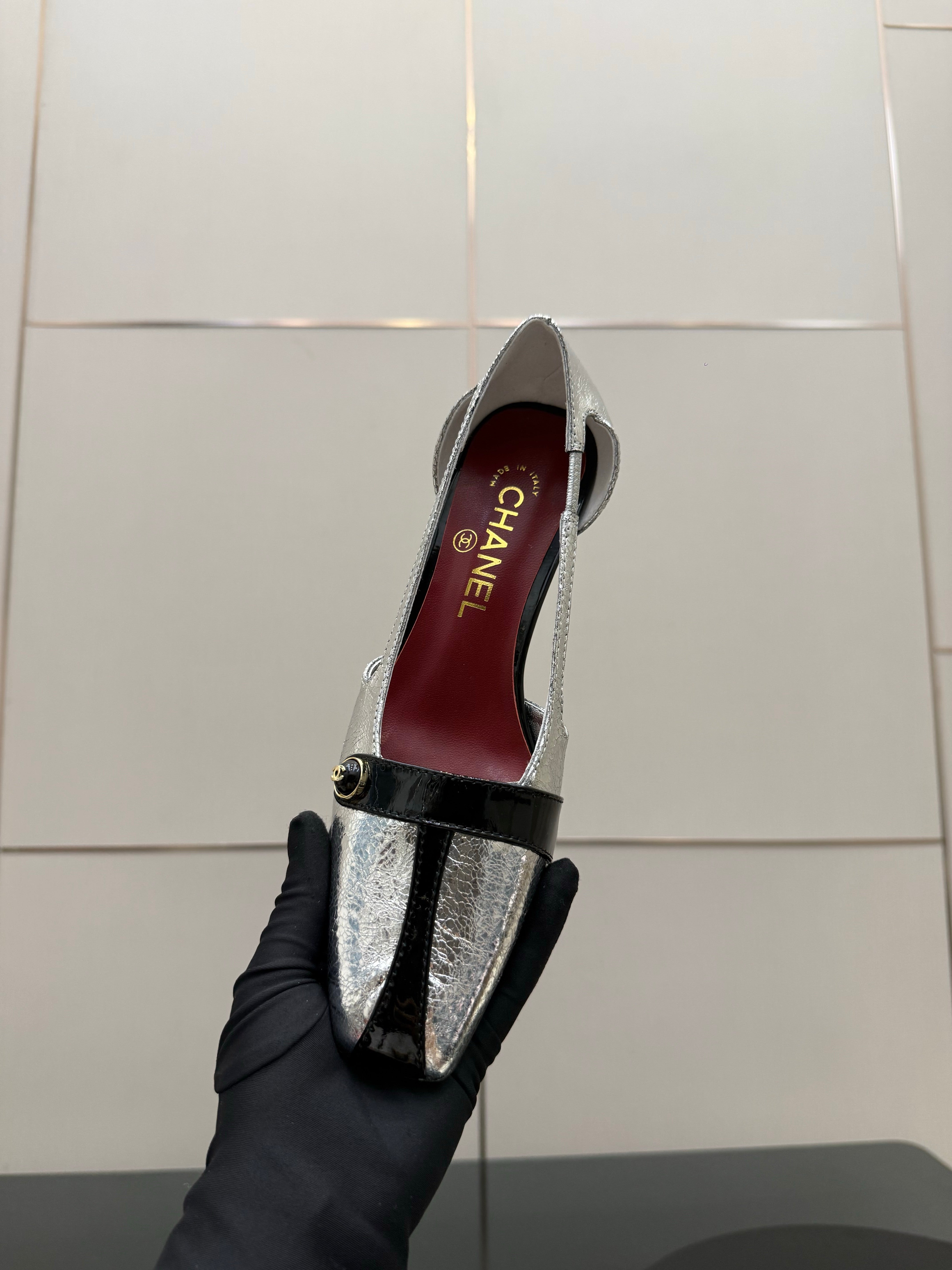 CC 26P Slingback 5cm Sliver Black Patent Leather 791610