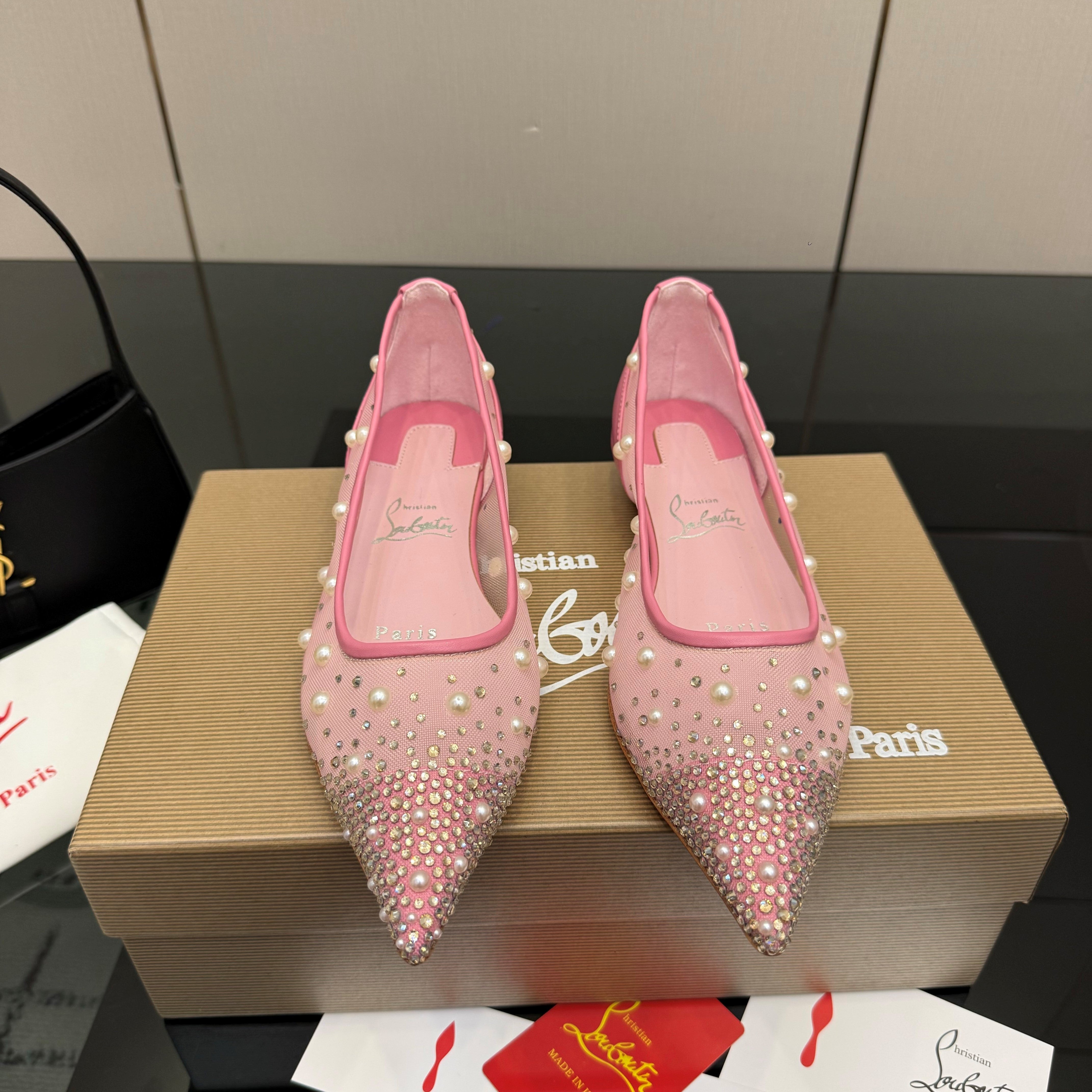CL Degrastrassina Perla Ballet Flat Light Pink Mesh 828158