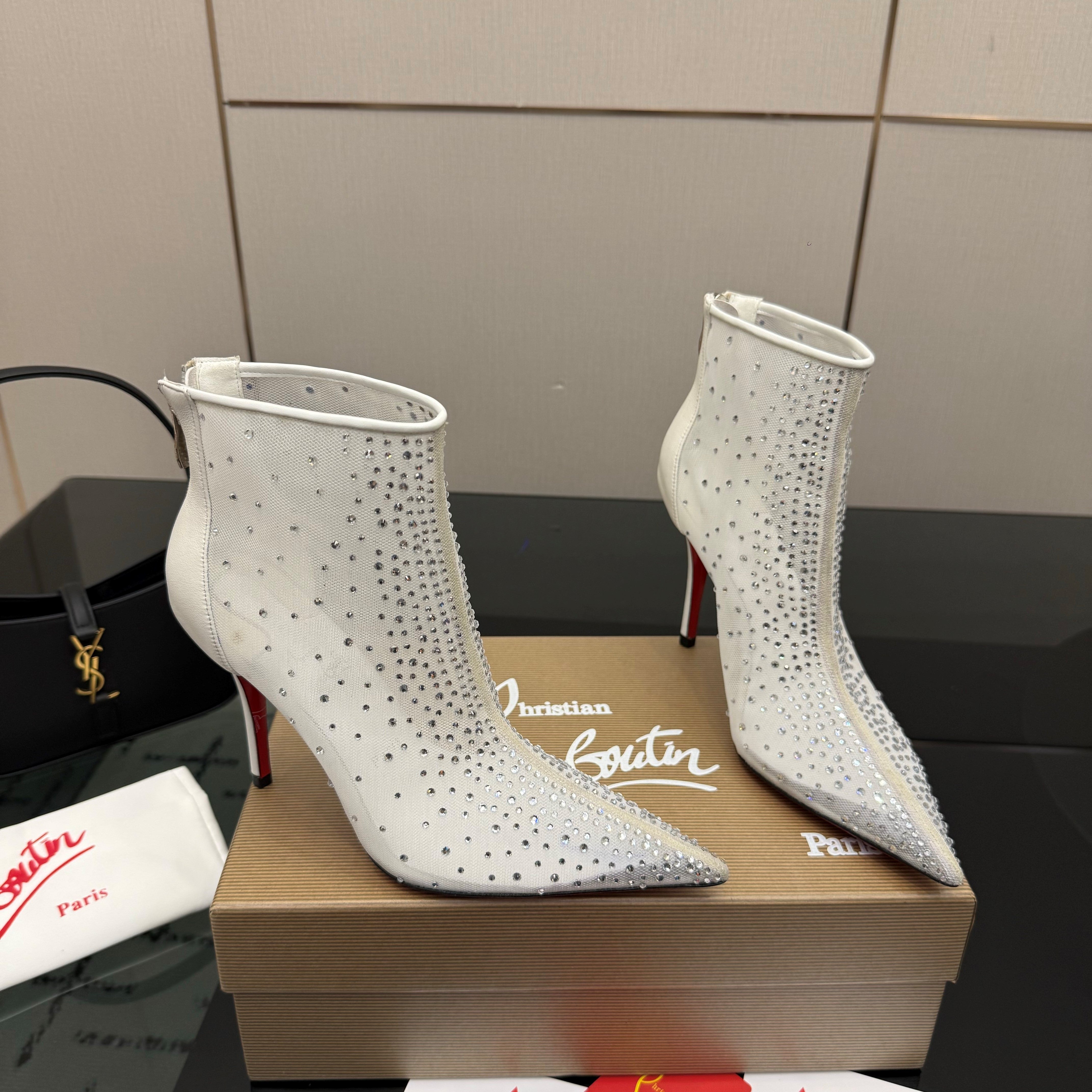 CL 26s Thea Ankle Boots 10cm White Mesh 828169