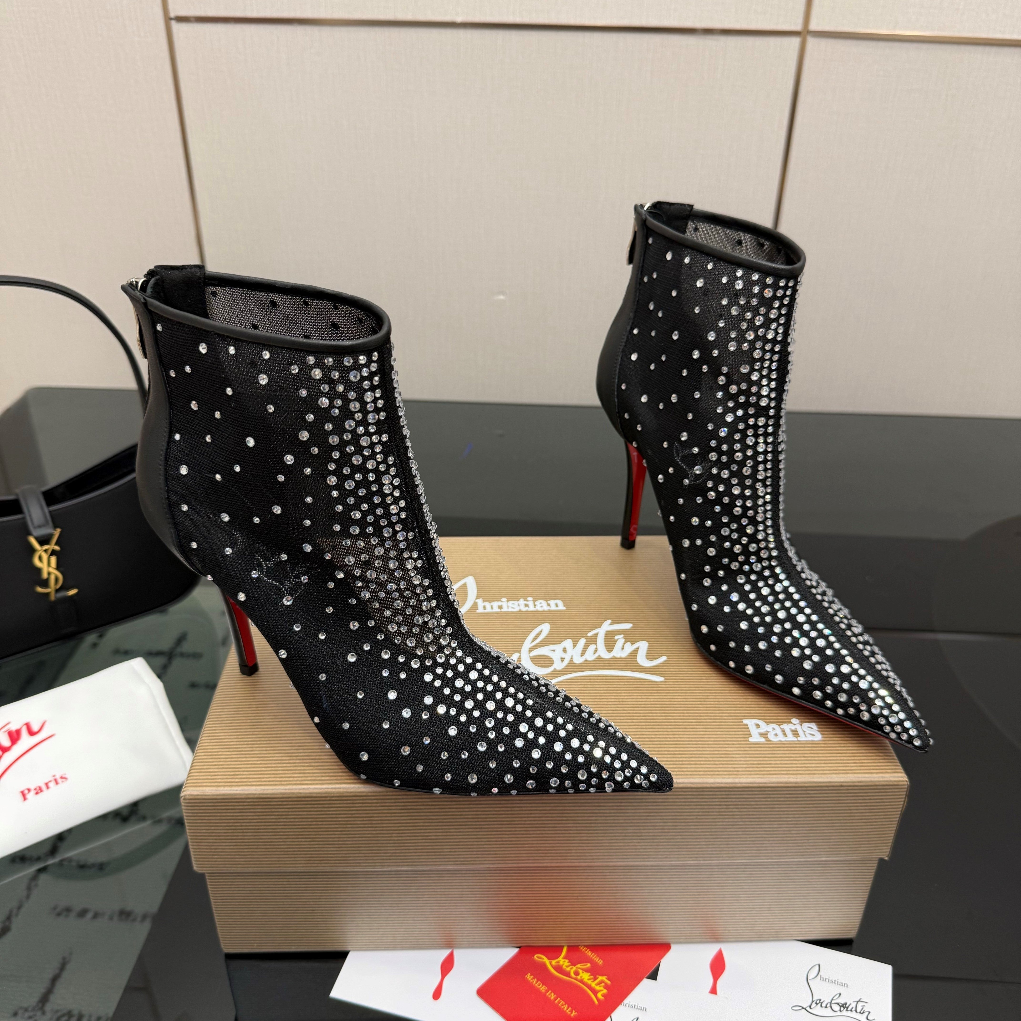CL 26s Thea Ankle Boots 10cm Black Mesh 828170