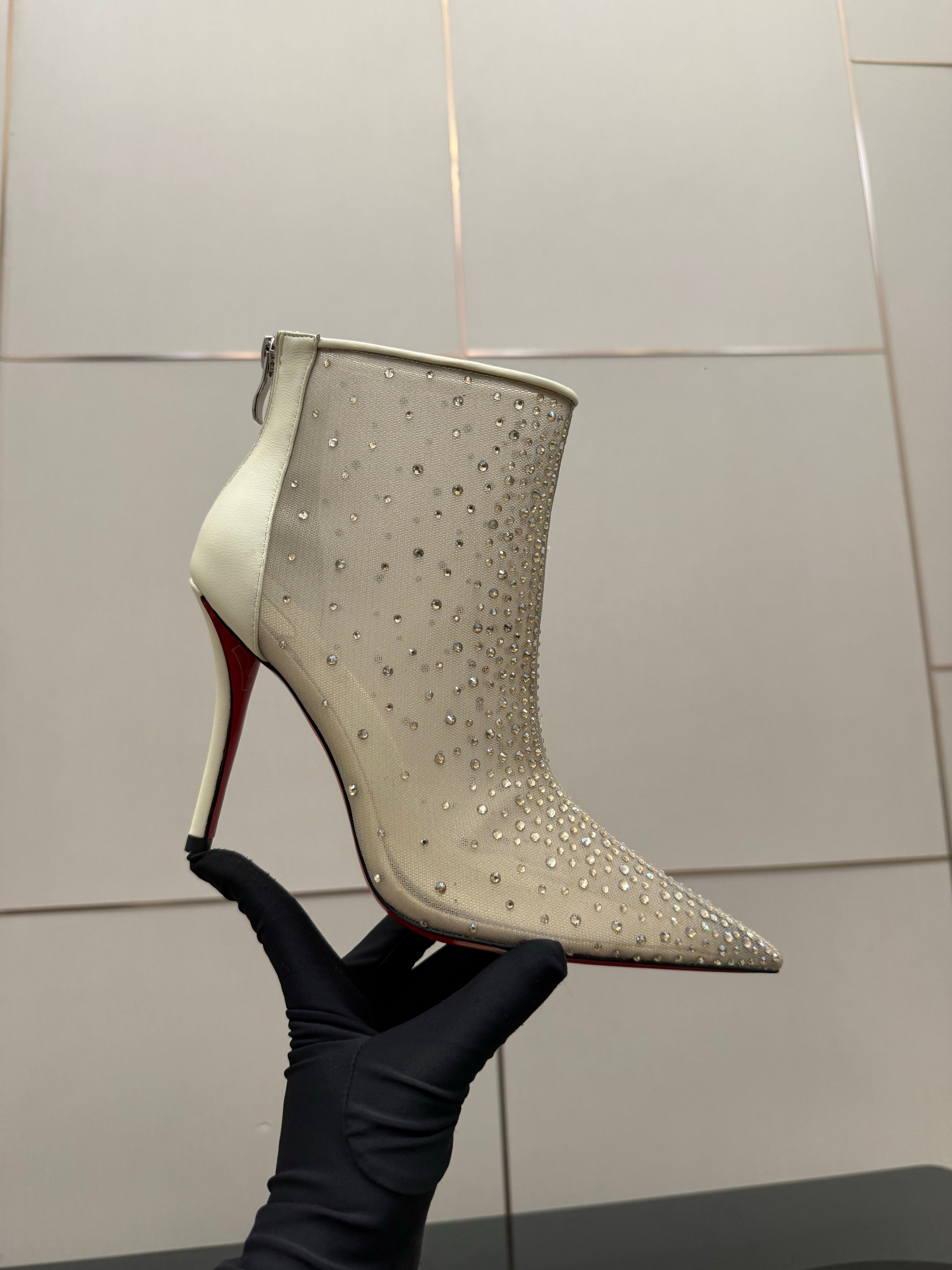 CL 26s Thea Ankle Boots 10cm Taupe Mesh 828171