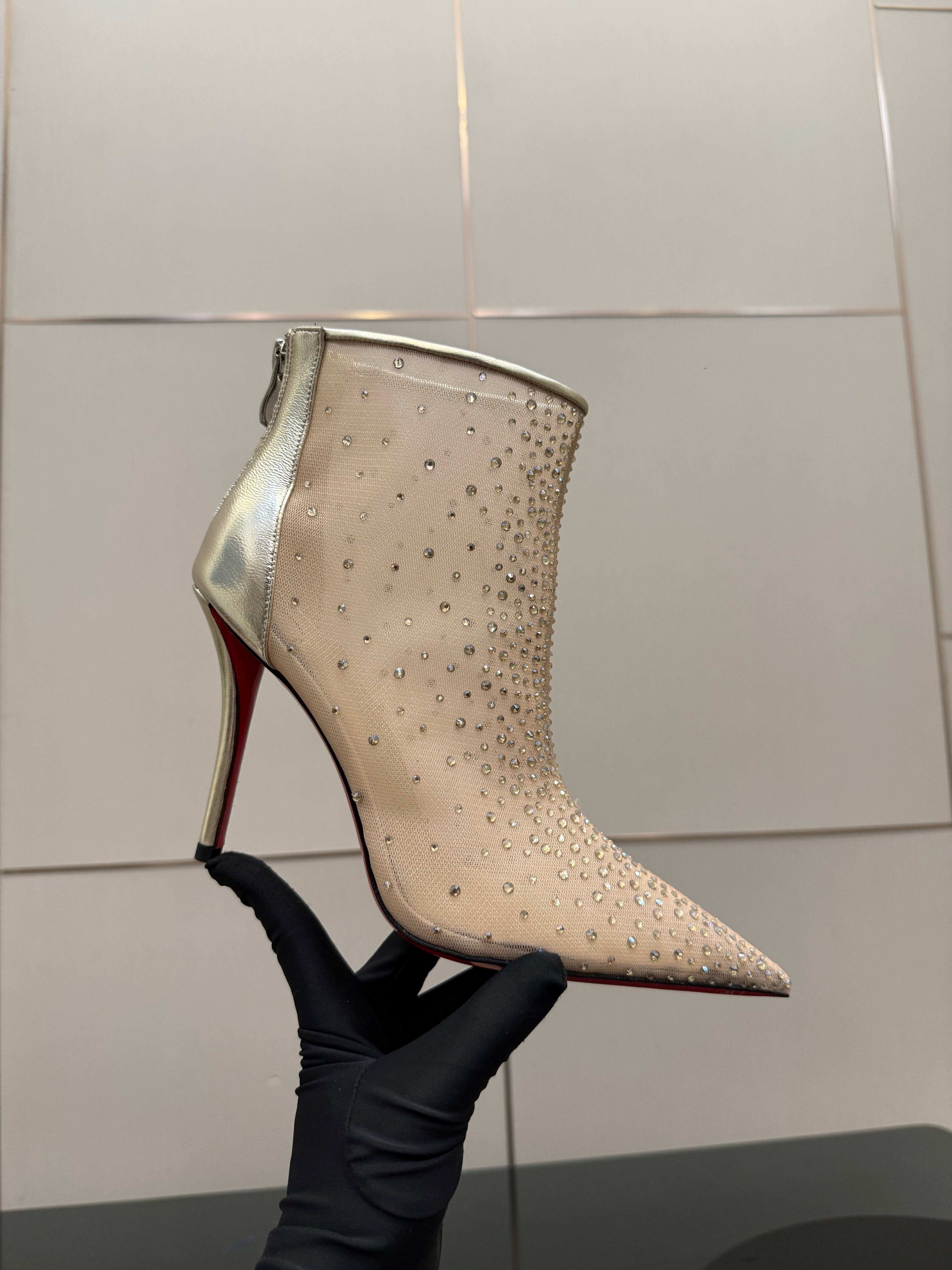 CL 26s Thea Ankle Boots 10cm Beige Mesh 828172