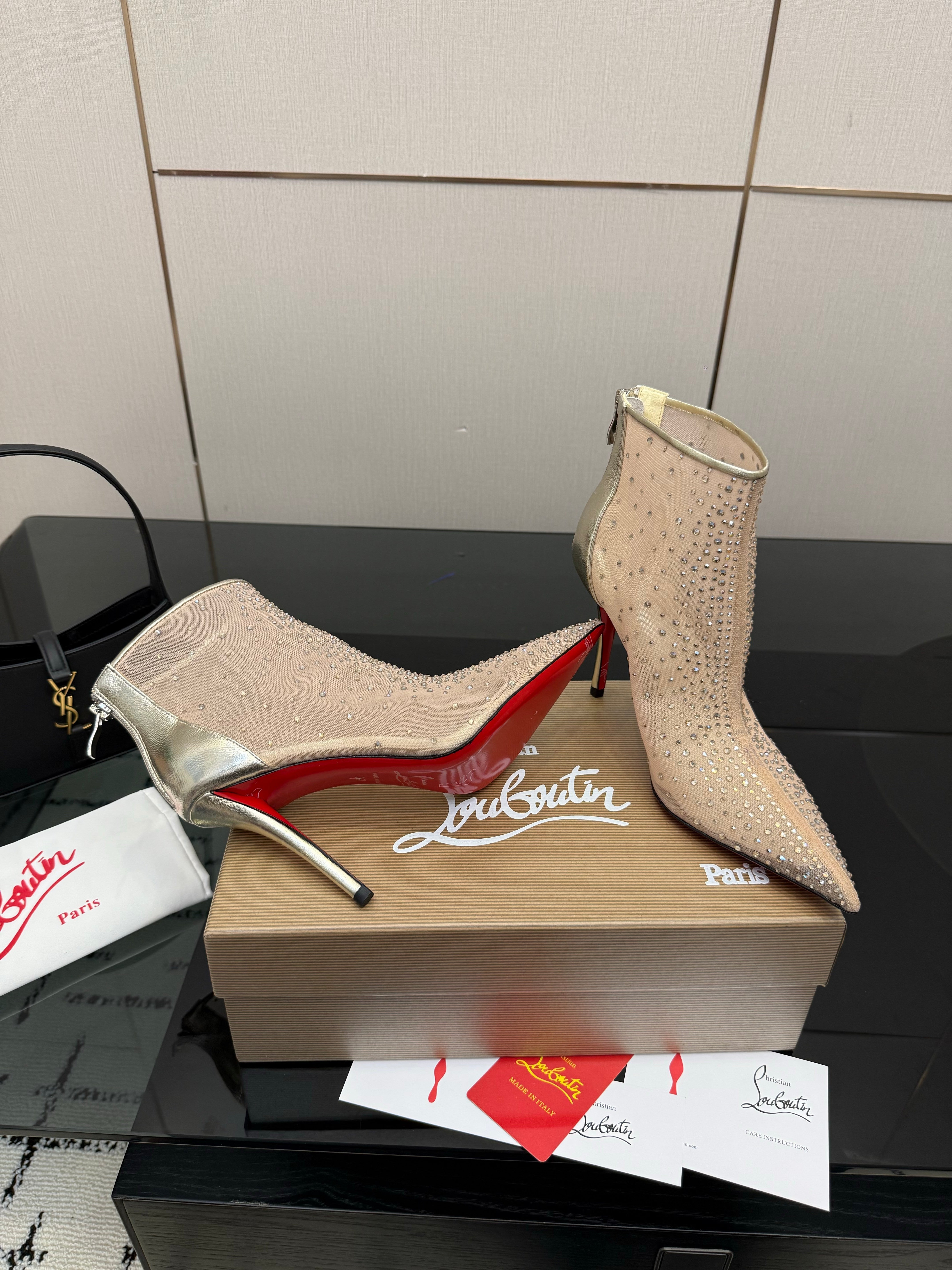 CL 26s Thea Ankle Boots 10cm Beige Mesh 828172