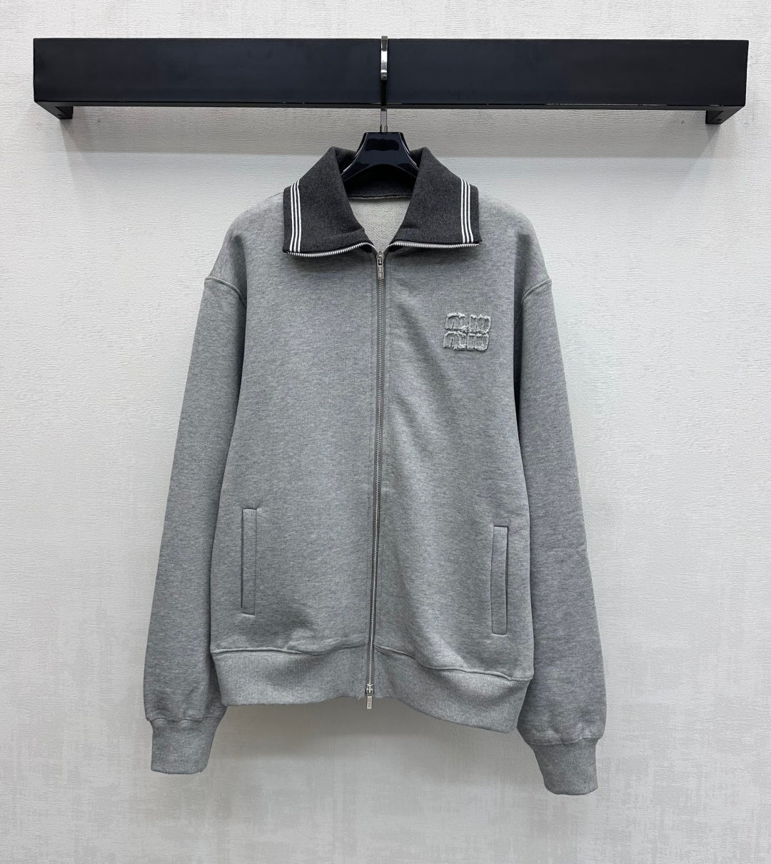 Miu Miu Fleece Jacket  Zippered  Grey Cotton 341877