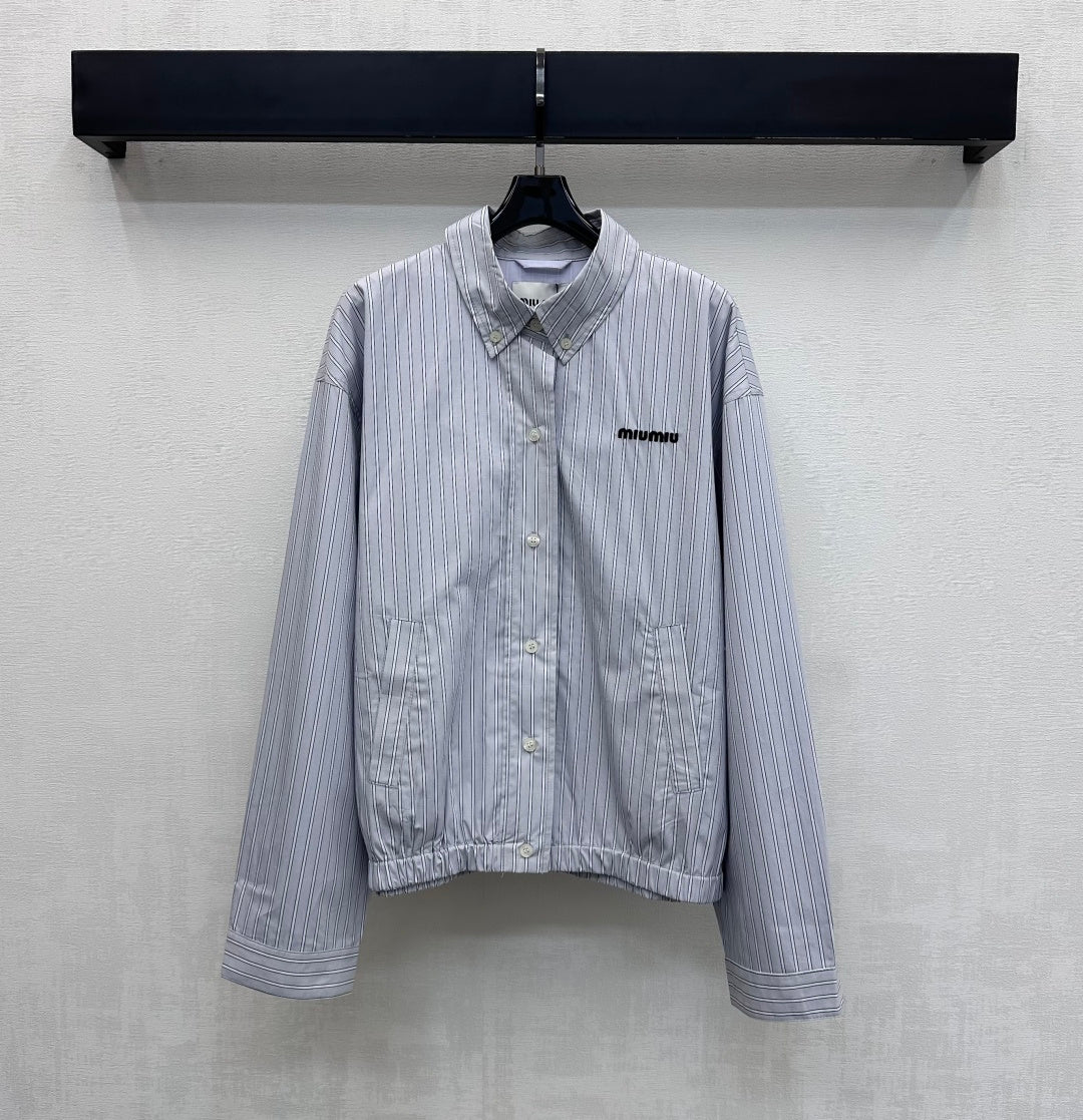 Miu Miu Jacket  Striped  Grey Cotton 341902