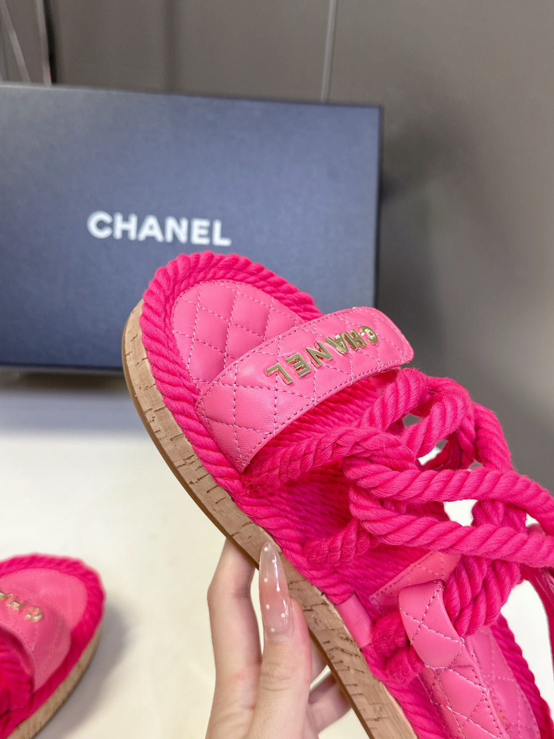 CC 2026 Sandal Pink Rope Calfskin 675897