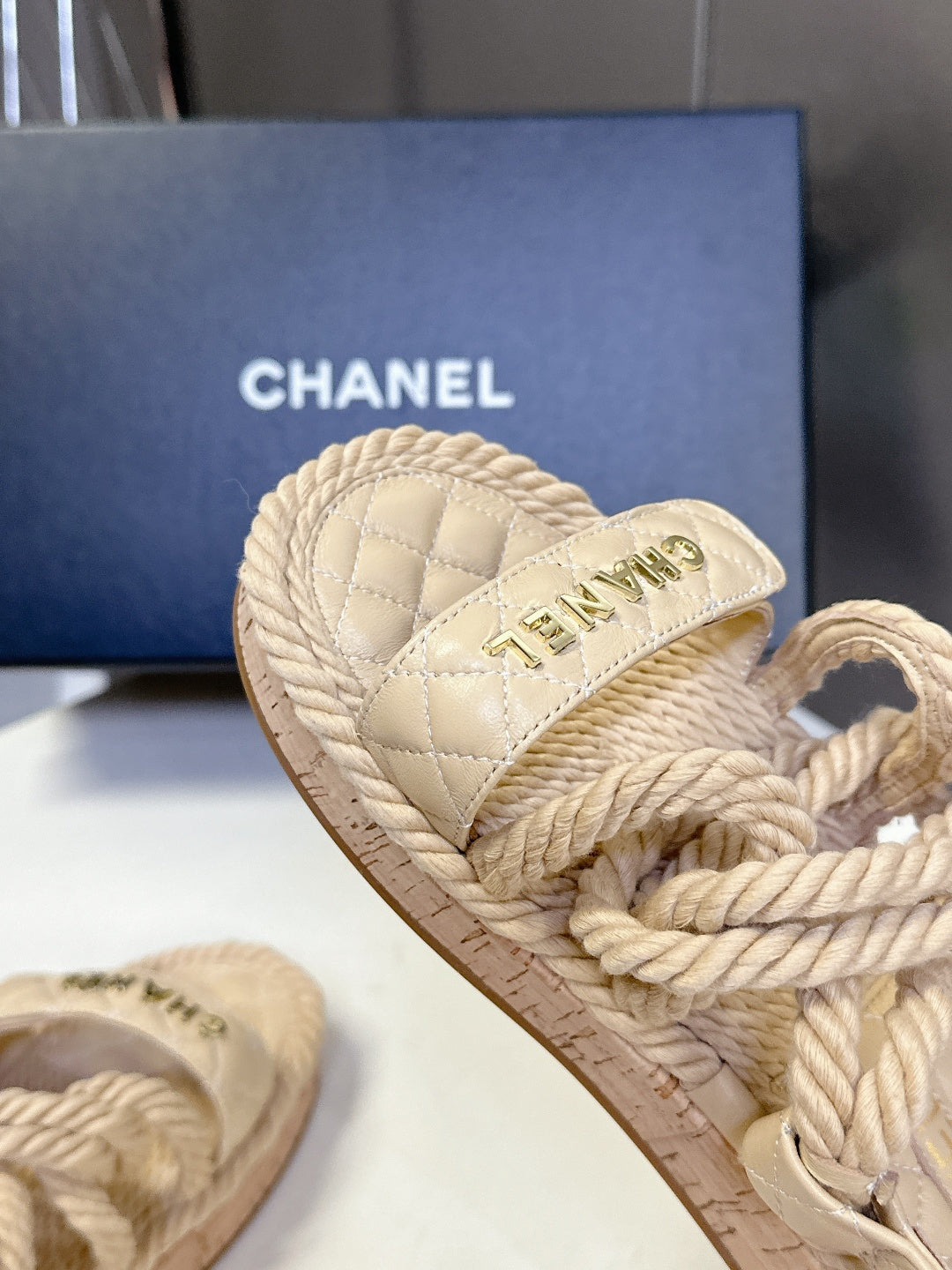 CC 2026 Sandal Beige Rope Calfskin 675899