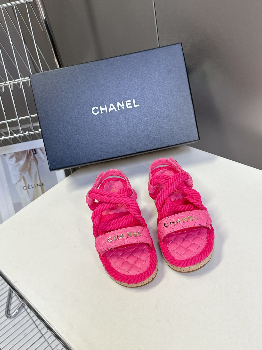 CC 2026 Sandal Pink Rope Calfskin 675897