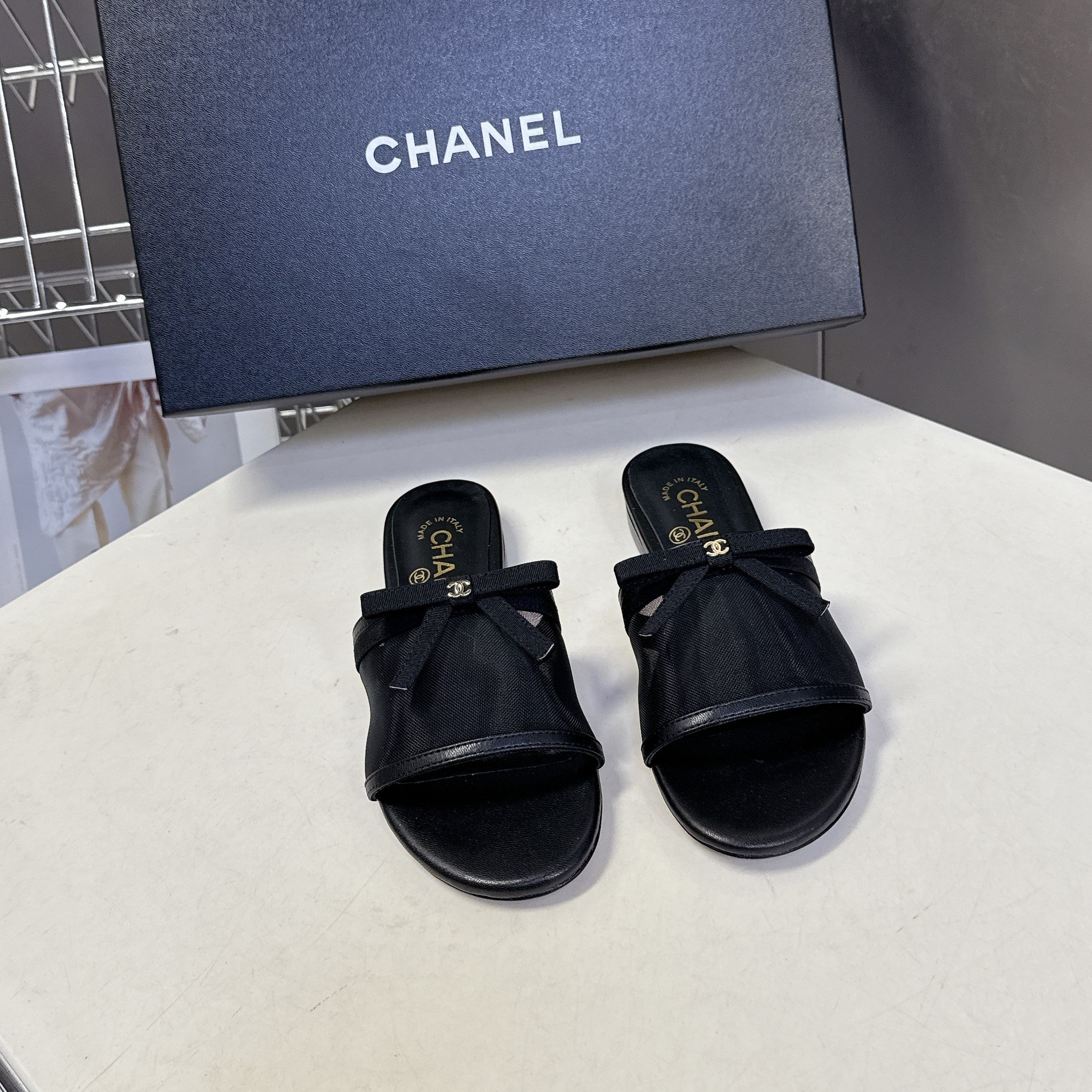CC Spring Summer 2026 Mules Black Mesh Lambskin 635499