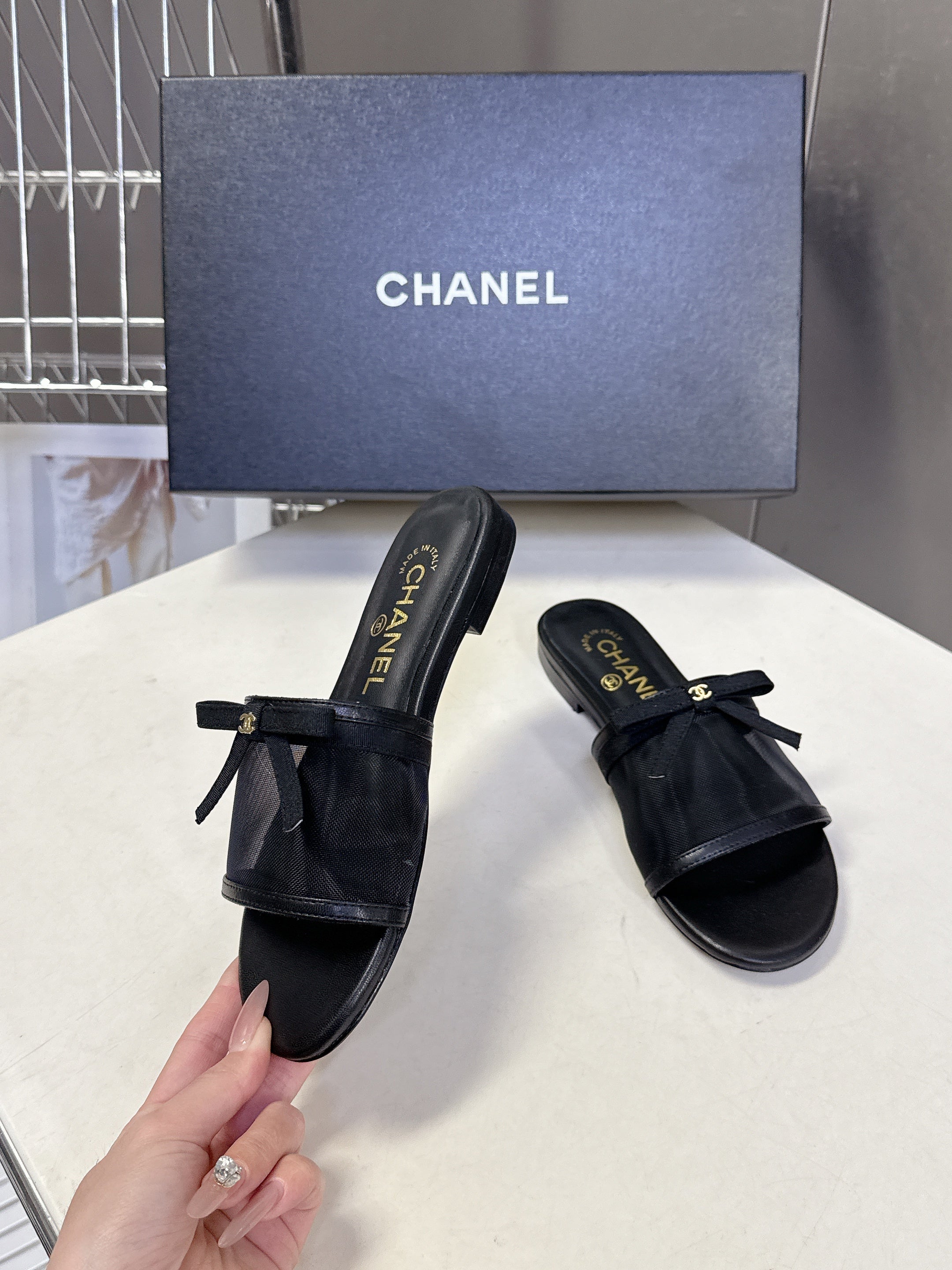 CC Spring Summer 2026 Mules Black Mesh Lambskin 635499