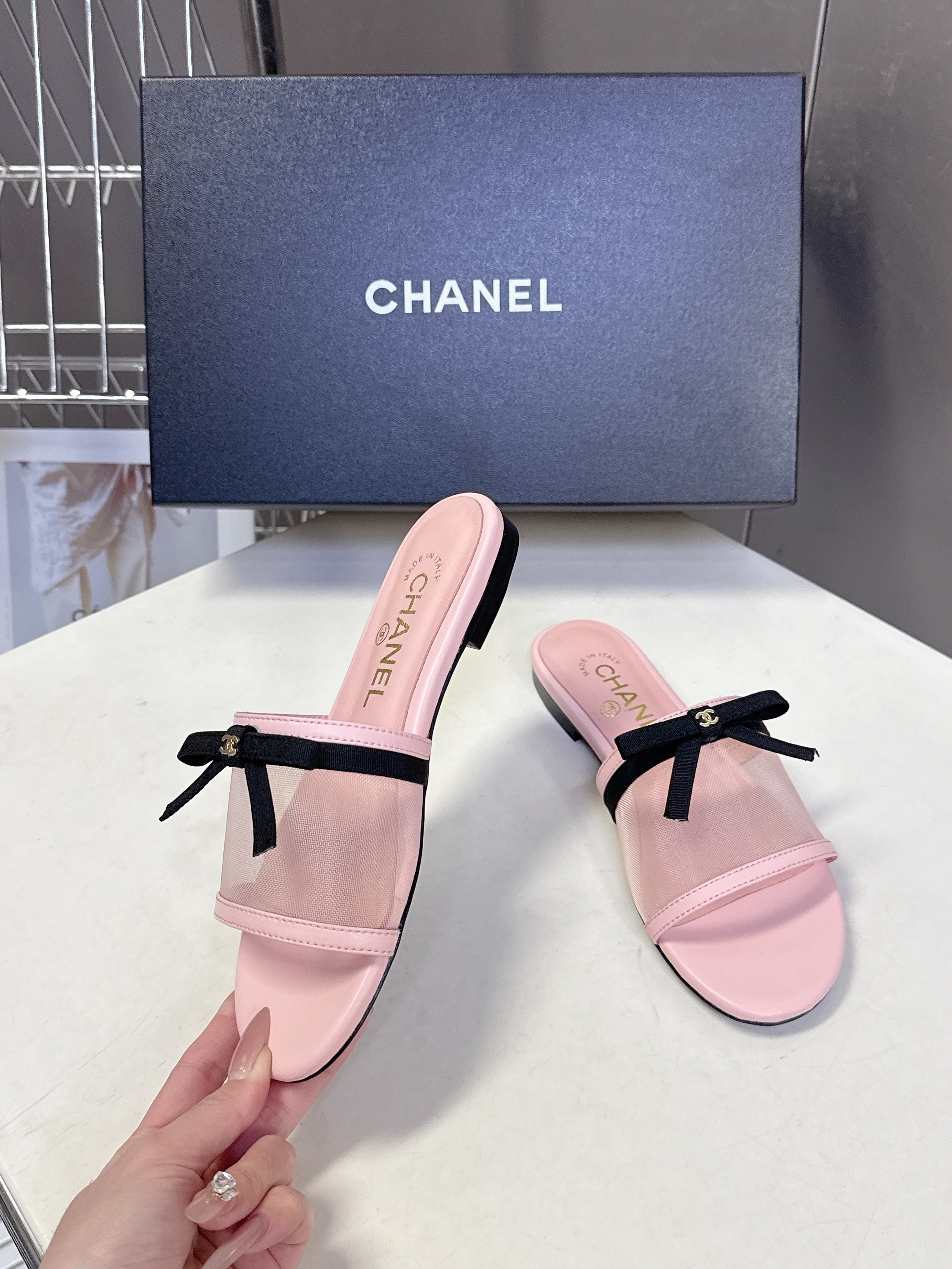 CC Spring Summer 2026 Mules Light Pink Mesh Lambskin 635501