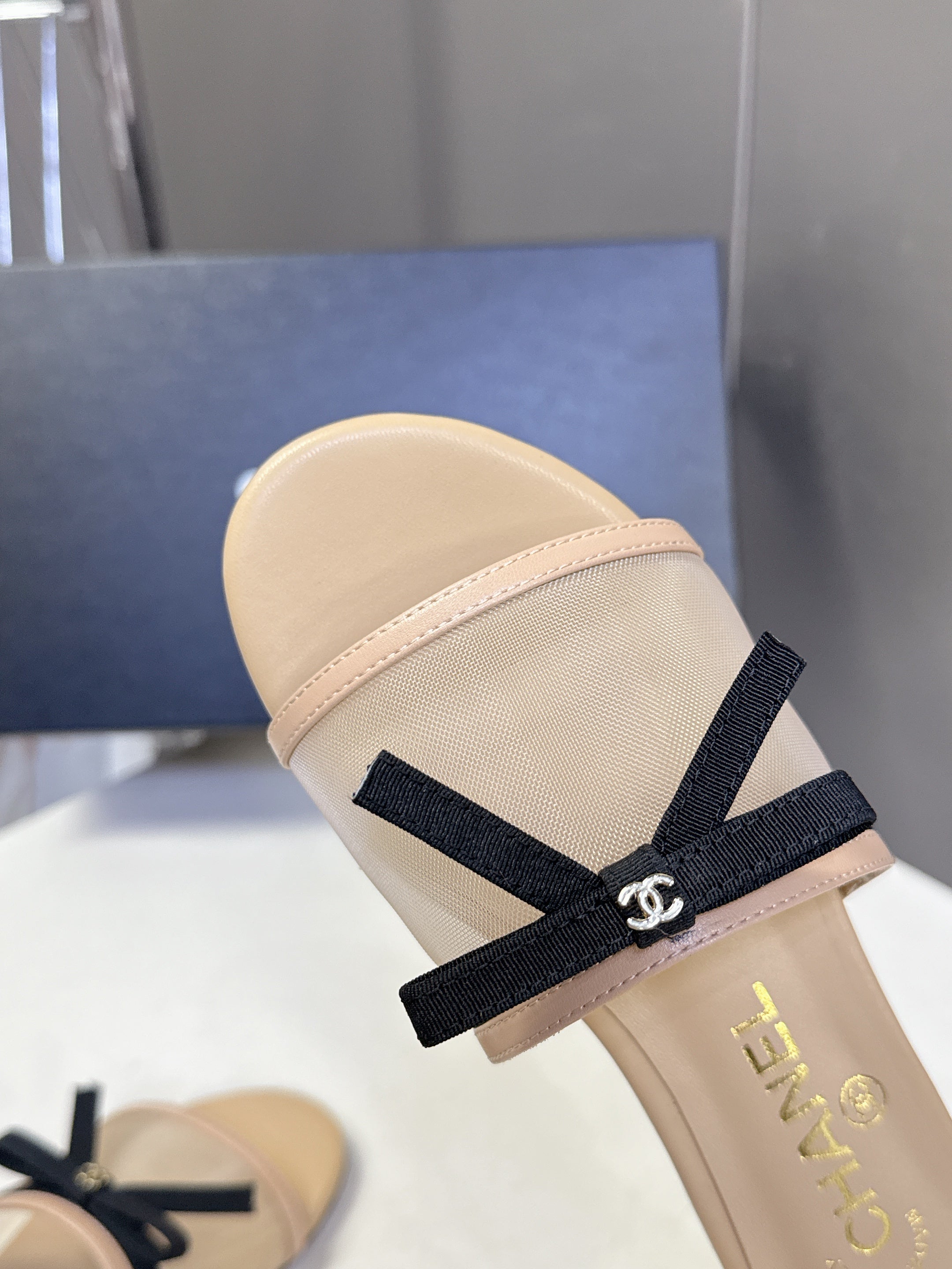 CC Spring Summer 2026 Mules Beige Mesh Lambskin 635502