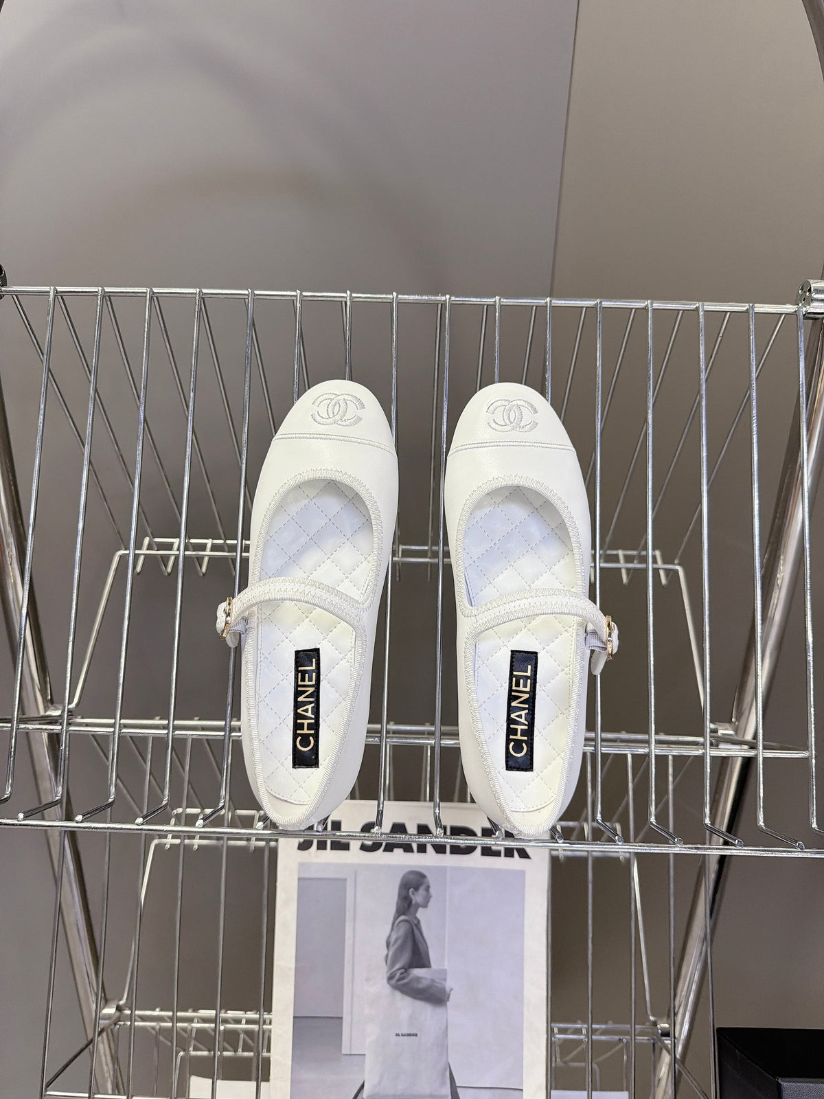 CC 26s Ballet Flats White Quilted Lamskin 947970
