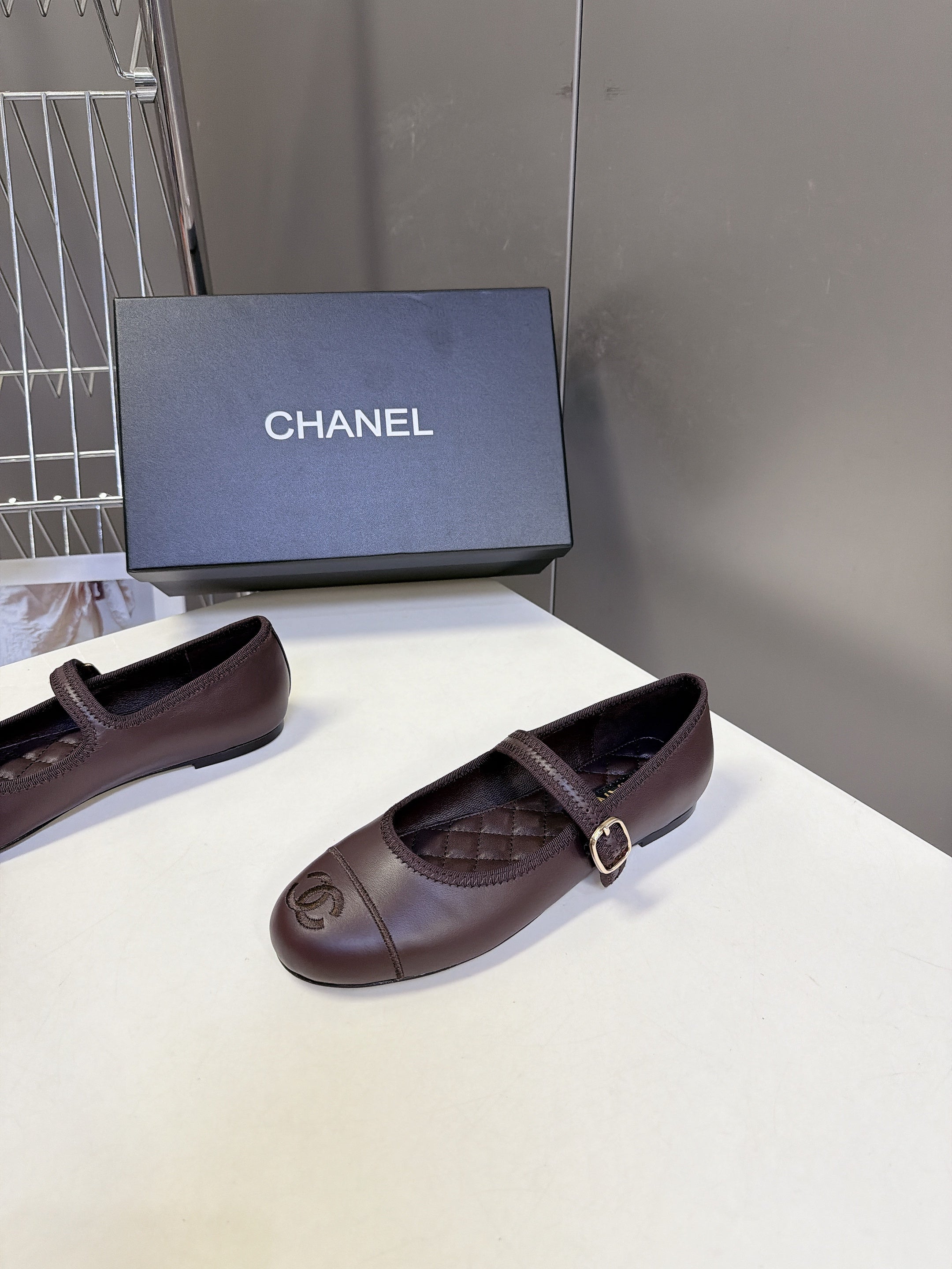 CC 26s Ballet Flats Brown Quilted Lamskin 947972