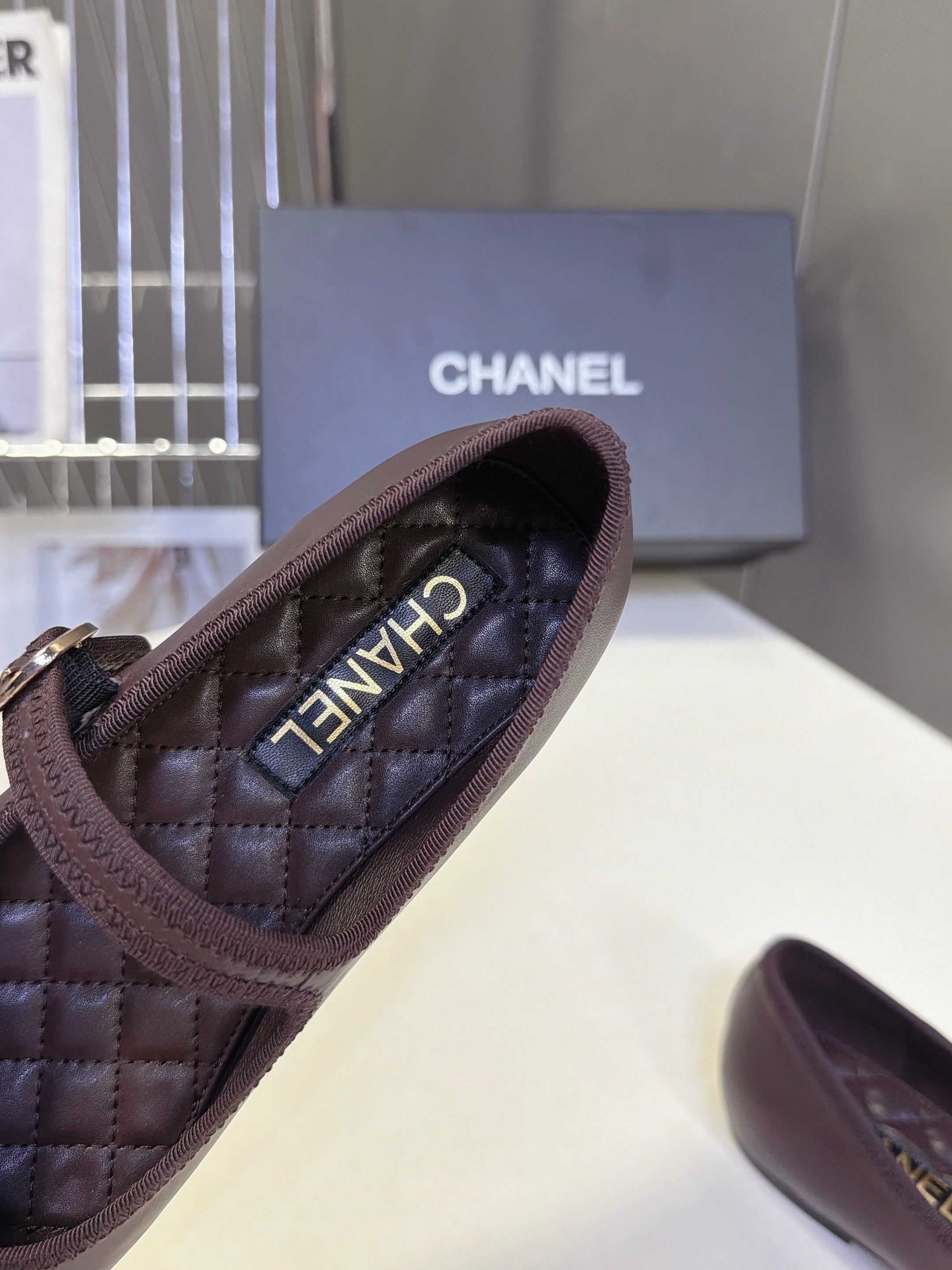CC 26s Ballet Flats Brown Quilted Lamskin 947972