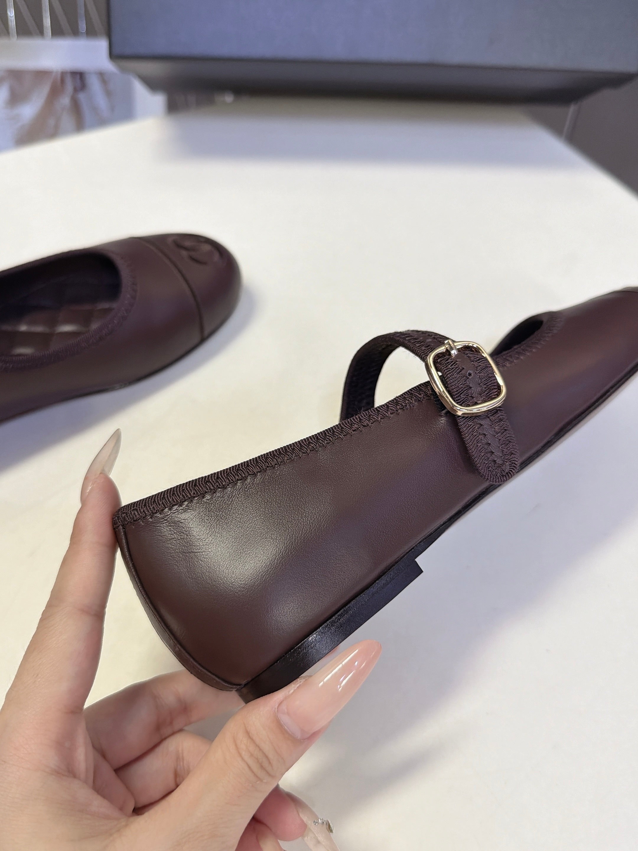 CC 26s Ballet Flats Brown Quilted Lamskin 947972