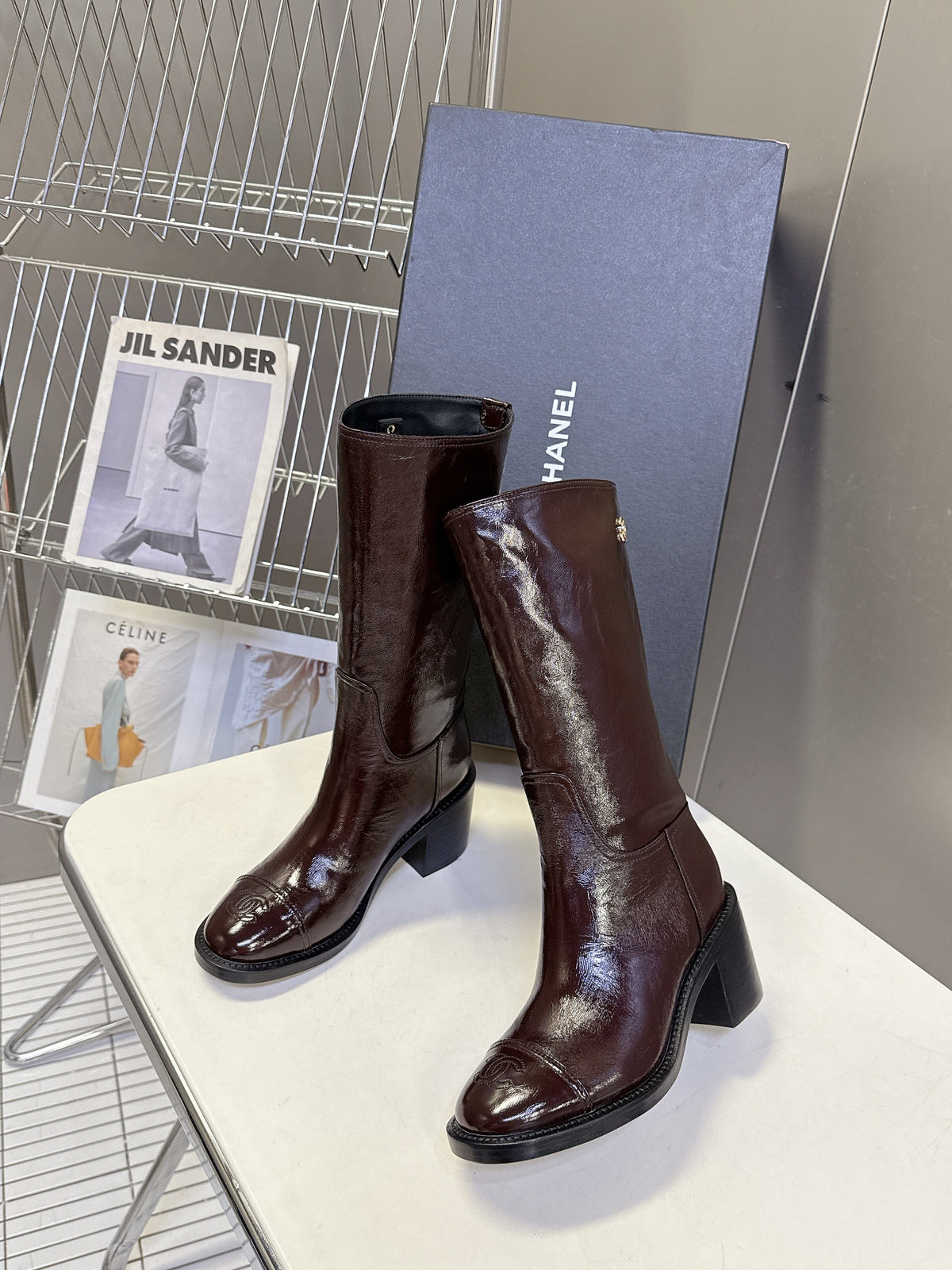 CC 26s Long Boots Brown Glossy Lambskin 948050