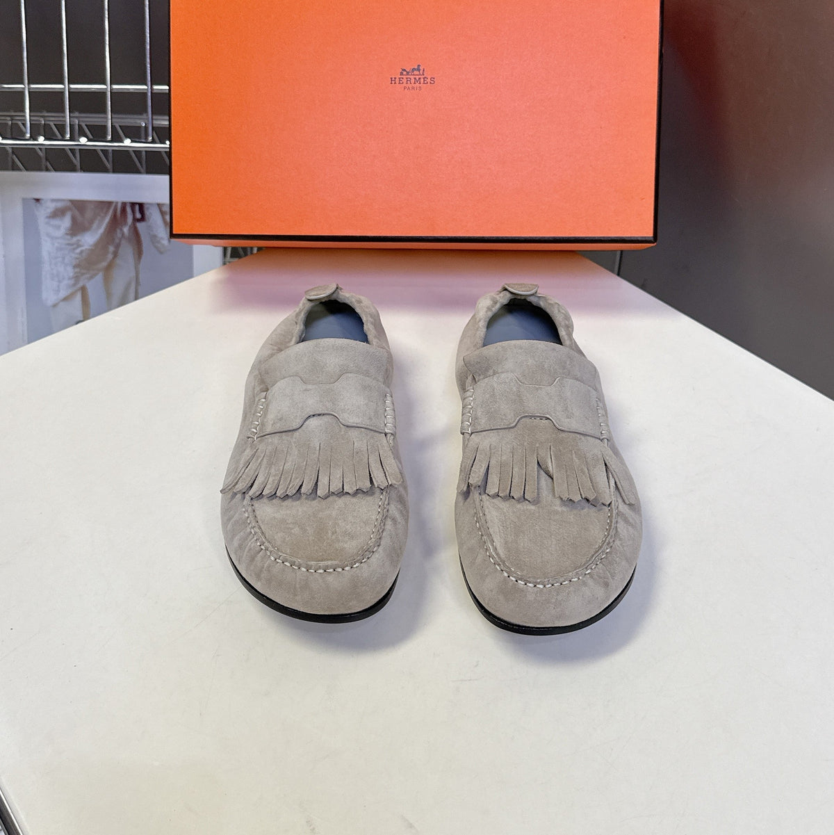 HM 26S Nod Loafers 1.5cm Grey Suede 113814