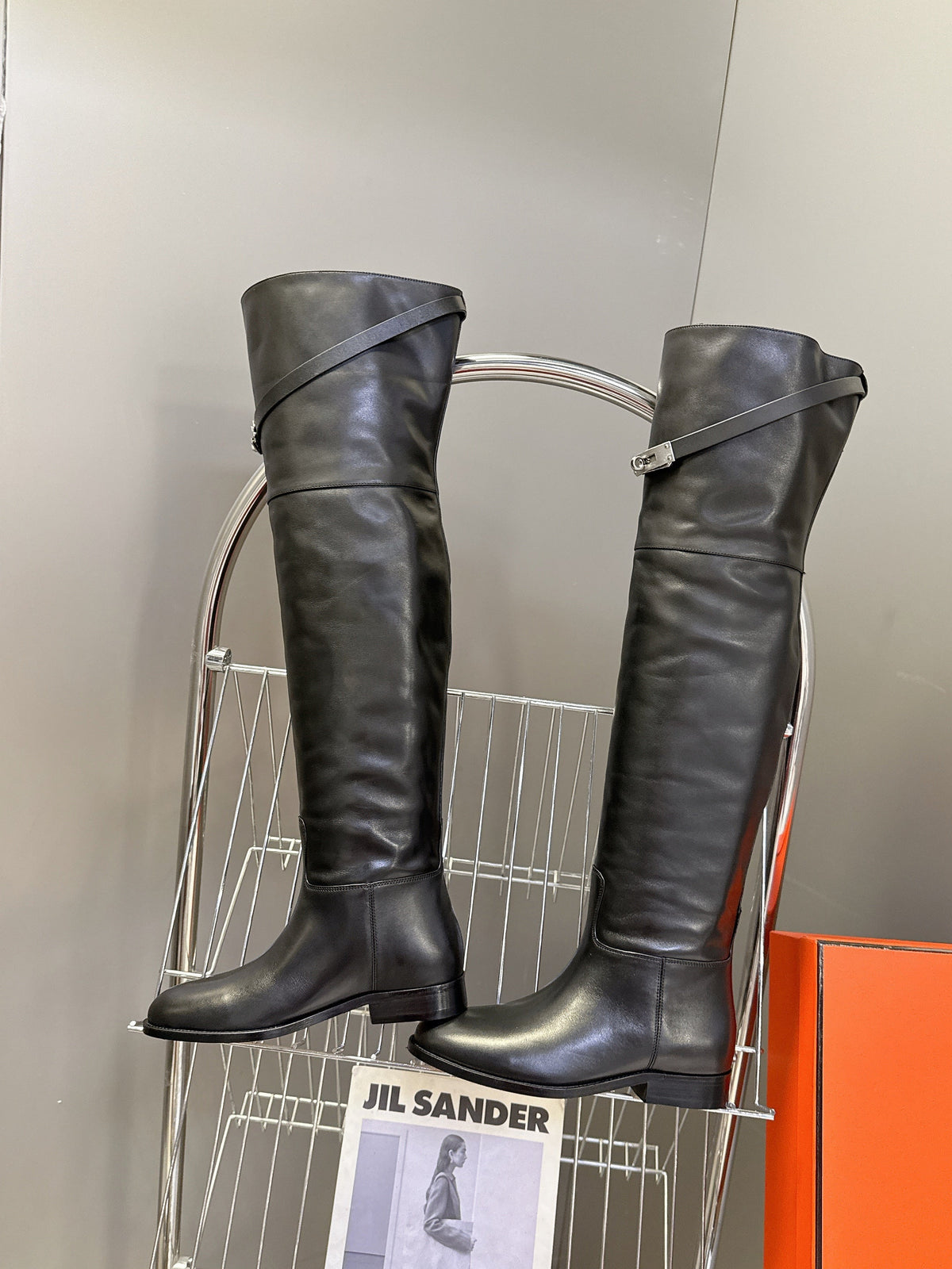 HM 26S Over The Knee Jumping Boots 2.5cm Black Leather 113815