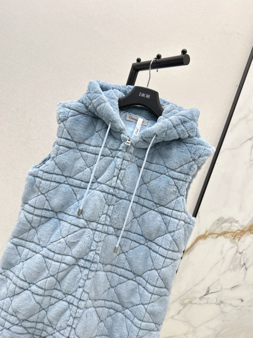 CD 25 Hooded Vest Could Blue Viscose