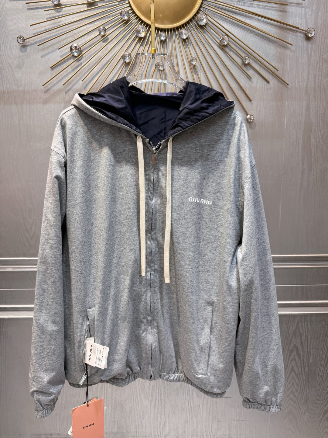 Miu Miu 25 Jacket Navy Blue Gray Cotton