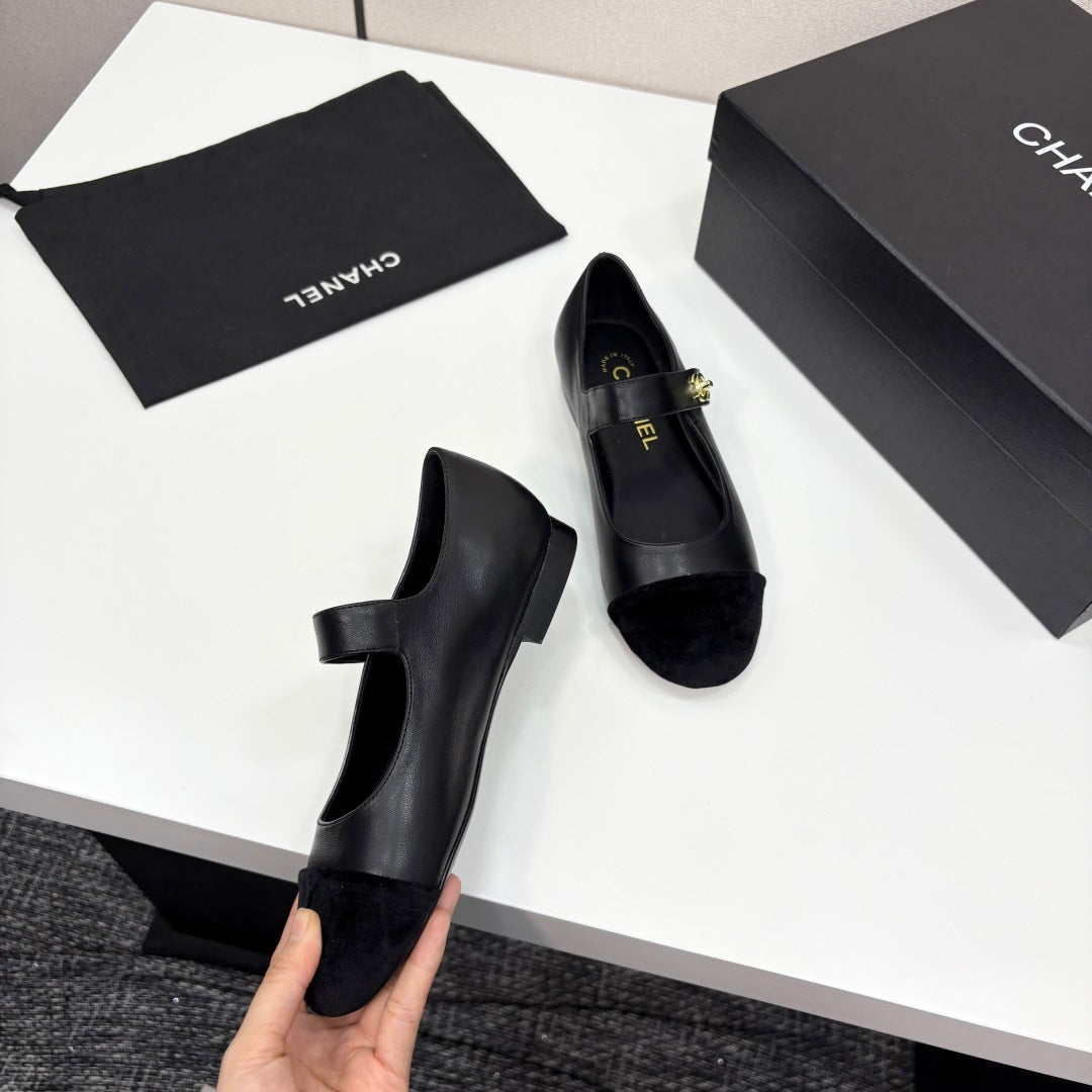 CC 25 Mary Janes In Black Sheepskin And Grosgrain 352467
