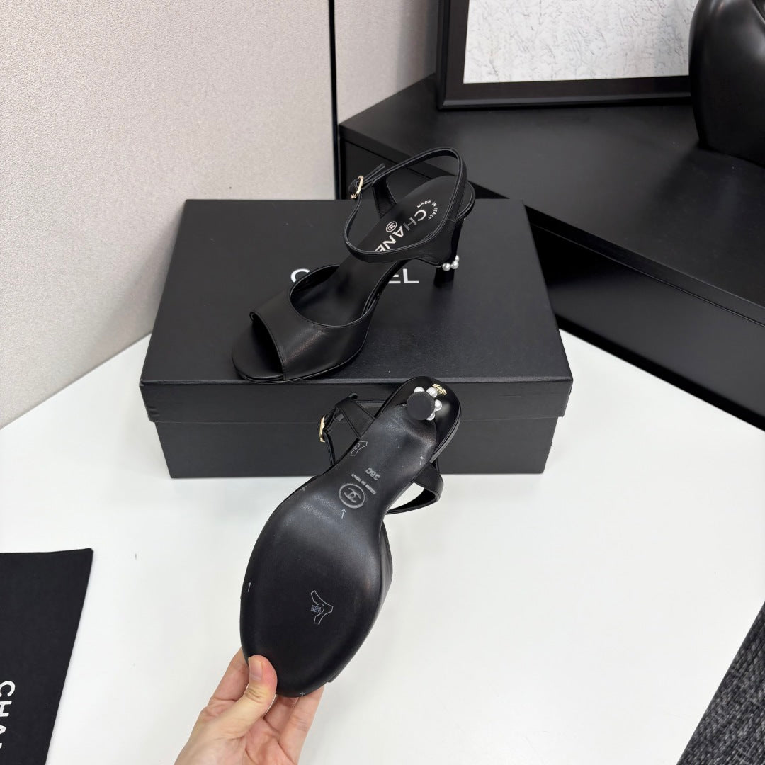 CC 25 Heel Sandals 80mm Black Lambskin 368822