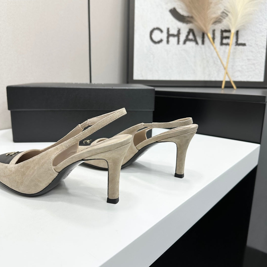 CC Block Slingback Black Khahi Suede 743246