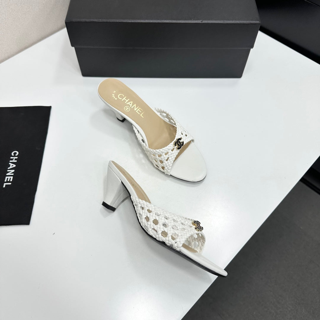 CC Openwork Mule White Woven Sheepskin 743263