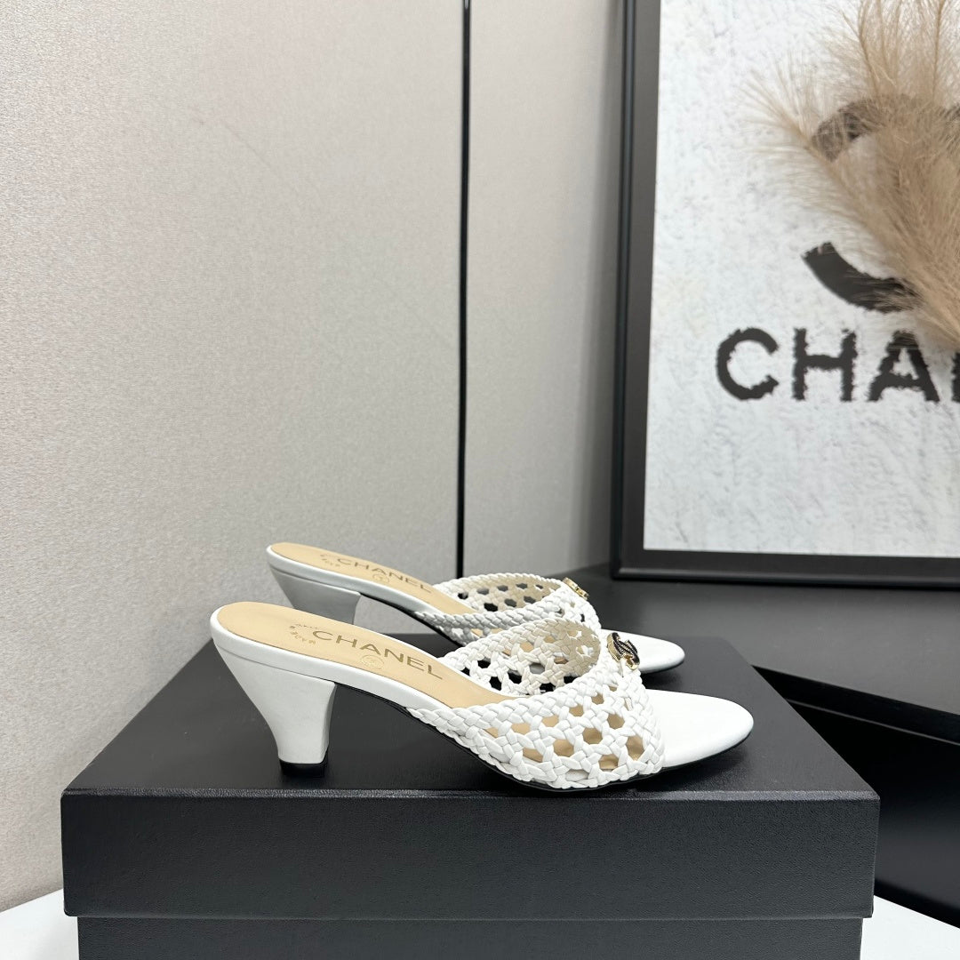 CC Openwork Mule White Woven Sheepskin 743263