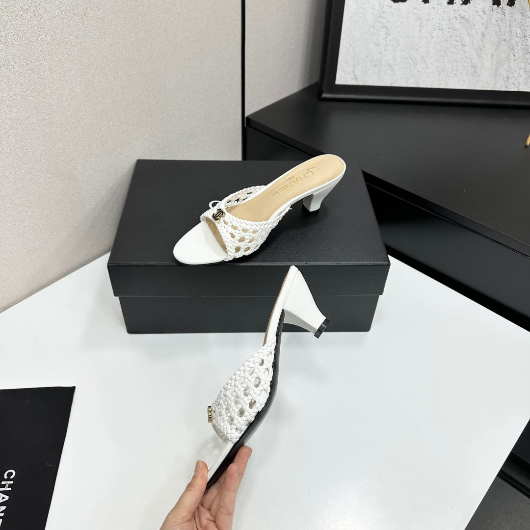 CC Openwork Mule White Woven Sheepskin 743263