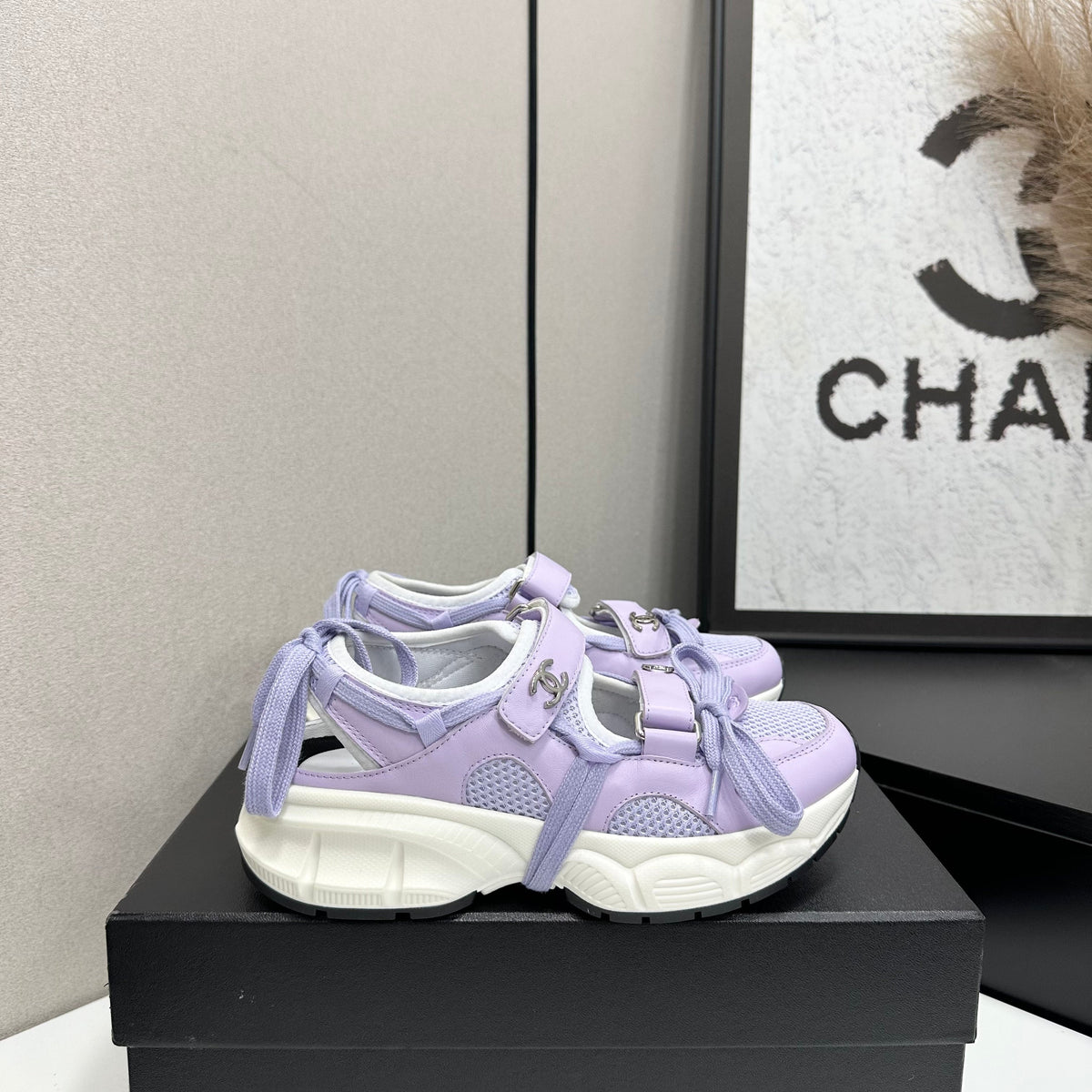 CC 26s Strappy Sneakers Purple Fabric Calfskin 135669