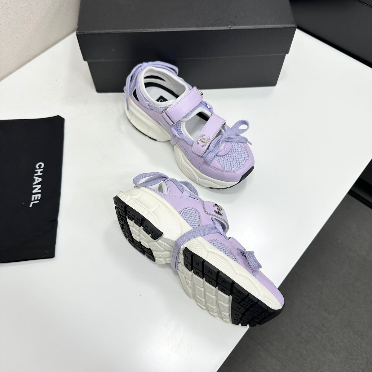 CC 26s Strappy Sneakers Purple Fabric Calfskin 135669