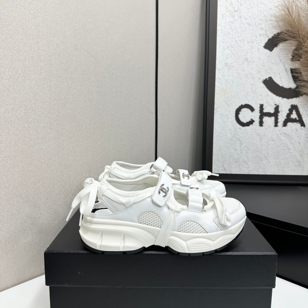 CC 26s Strappy Sneakers White Fabric Calfskin 135670