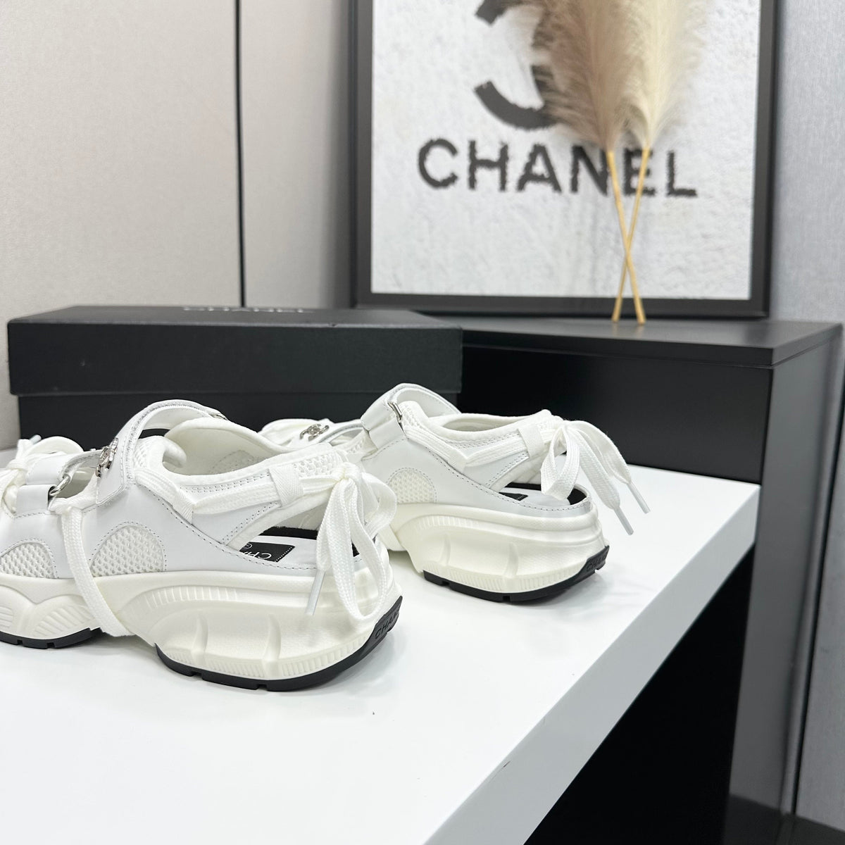 CC 26s Strappy Sneakers White Fabric Calfskin 135670
