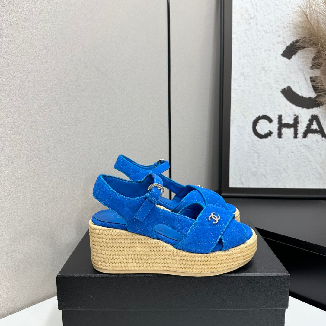 CC 26s Wedge Sandals Blue Suede 925932