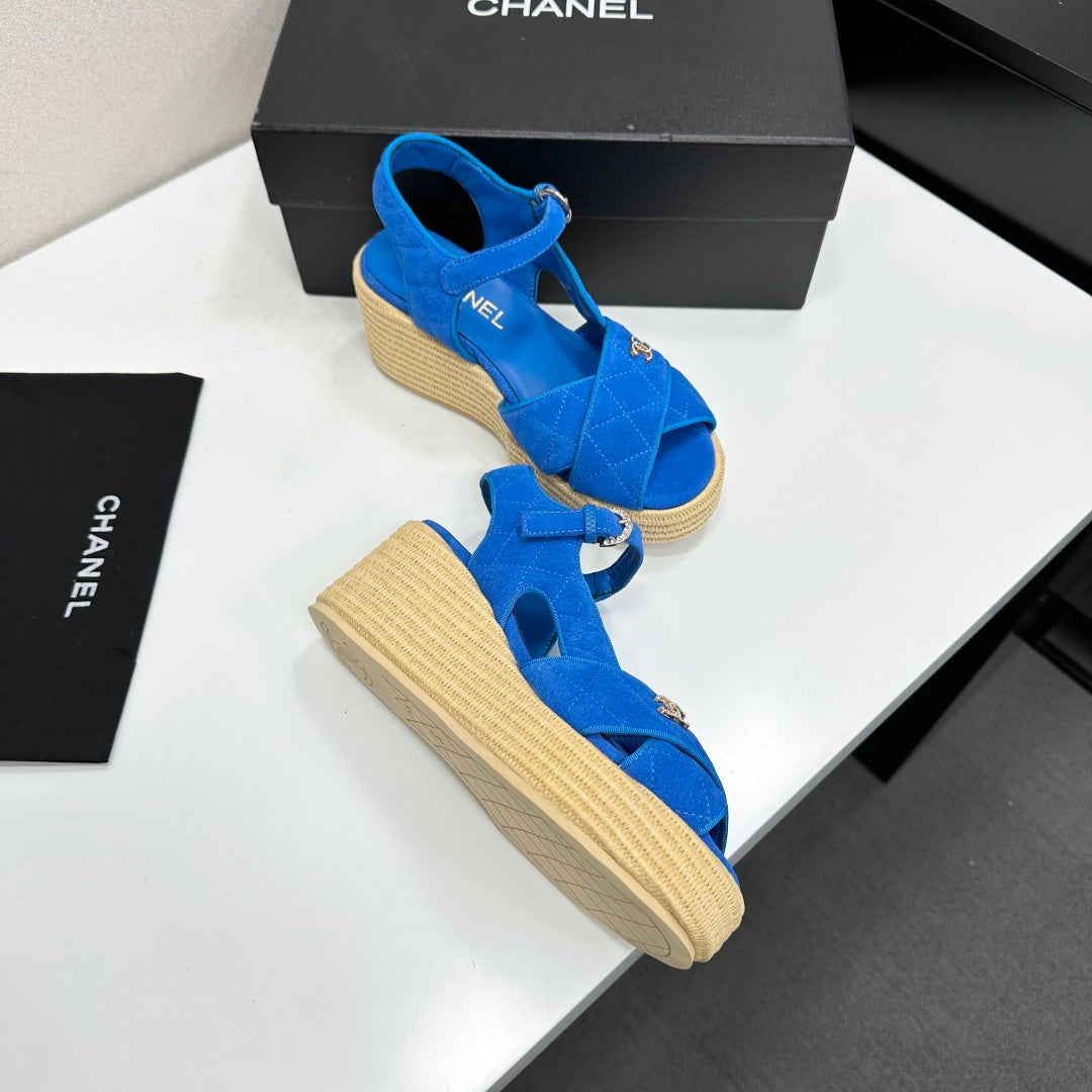 CC 26s Wedge Sandals Blue Suede 925932