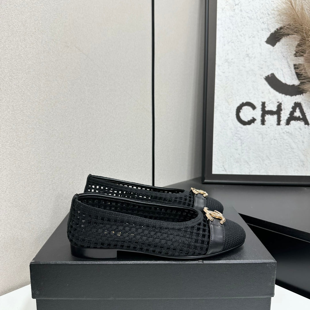 CC 26s Ballet Flat Black Woven Raffia Mesh 925934
