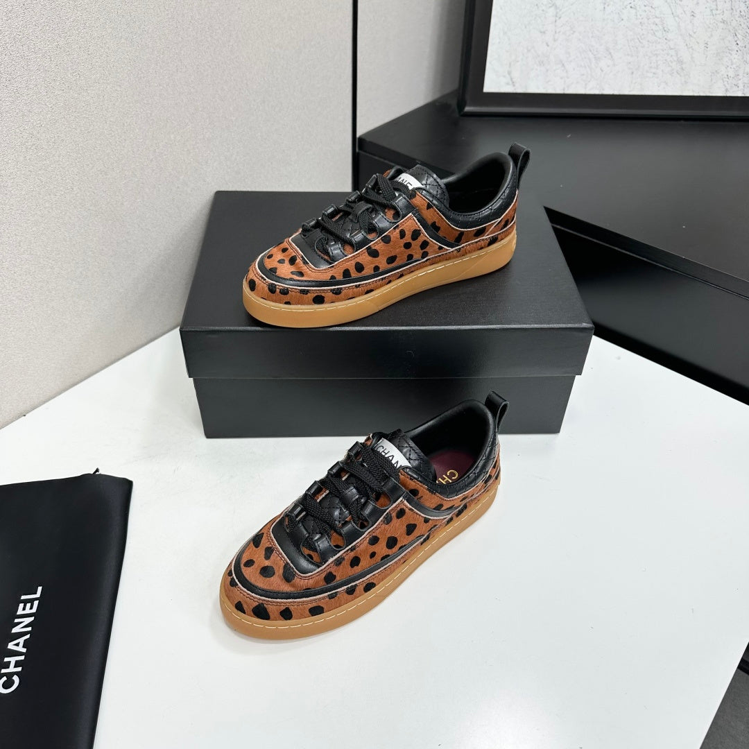 CC 26s Cheetah Gum Sole Sneakers Brown Black Pony Hair 145700
