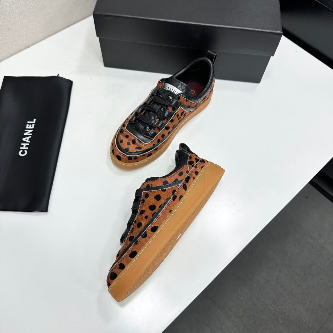 CC 26s Cheetah Gum Sole Sneakers Brown Black Pony Hair 145700
