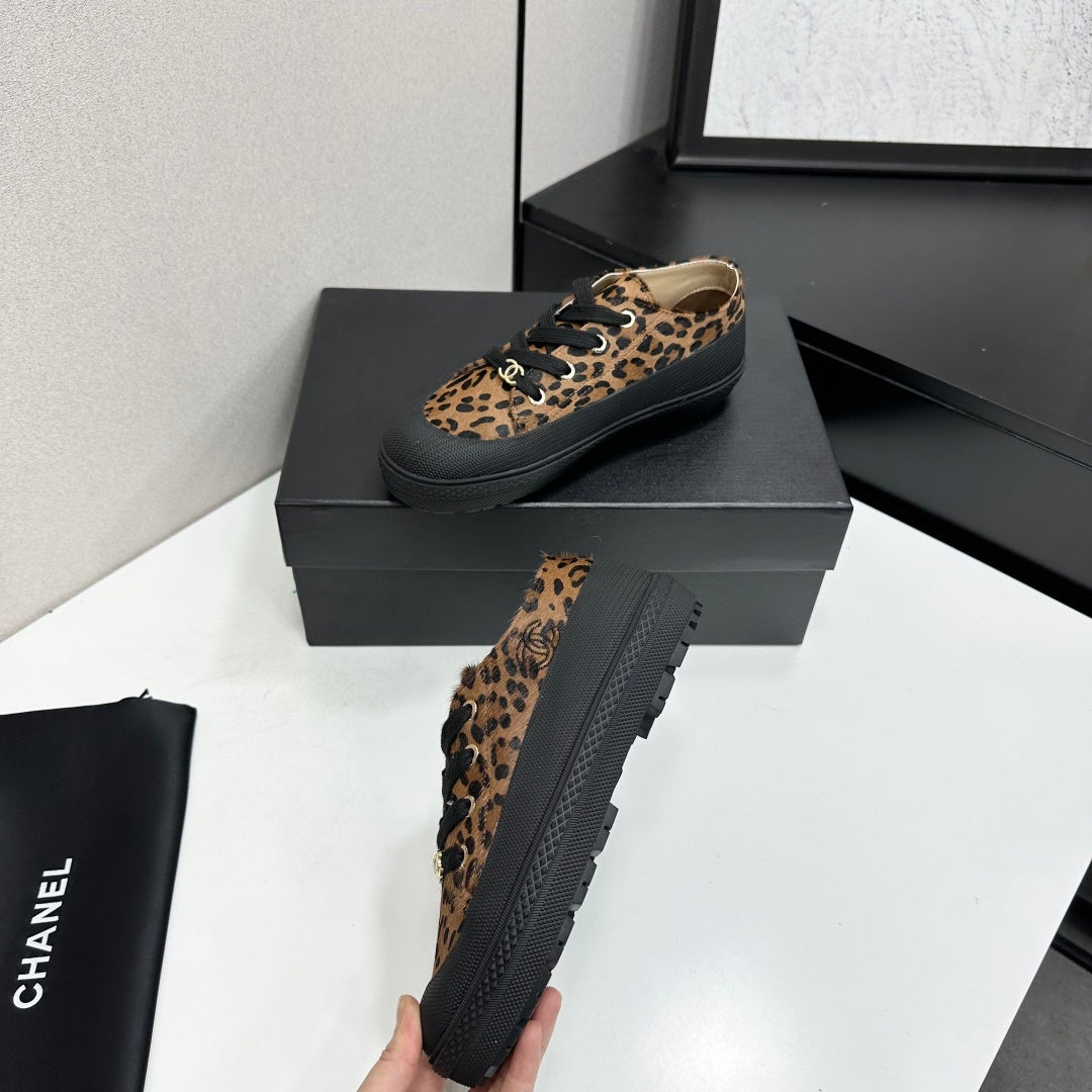 CC 26s Leopard Platform Sneakers Brown Black Pony Hair 145707