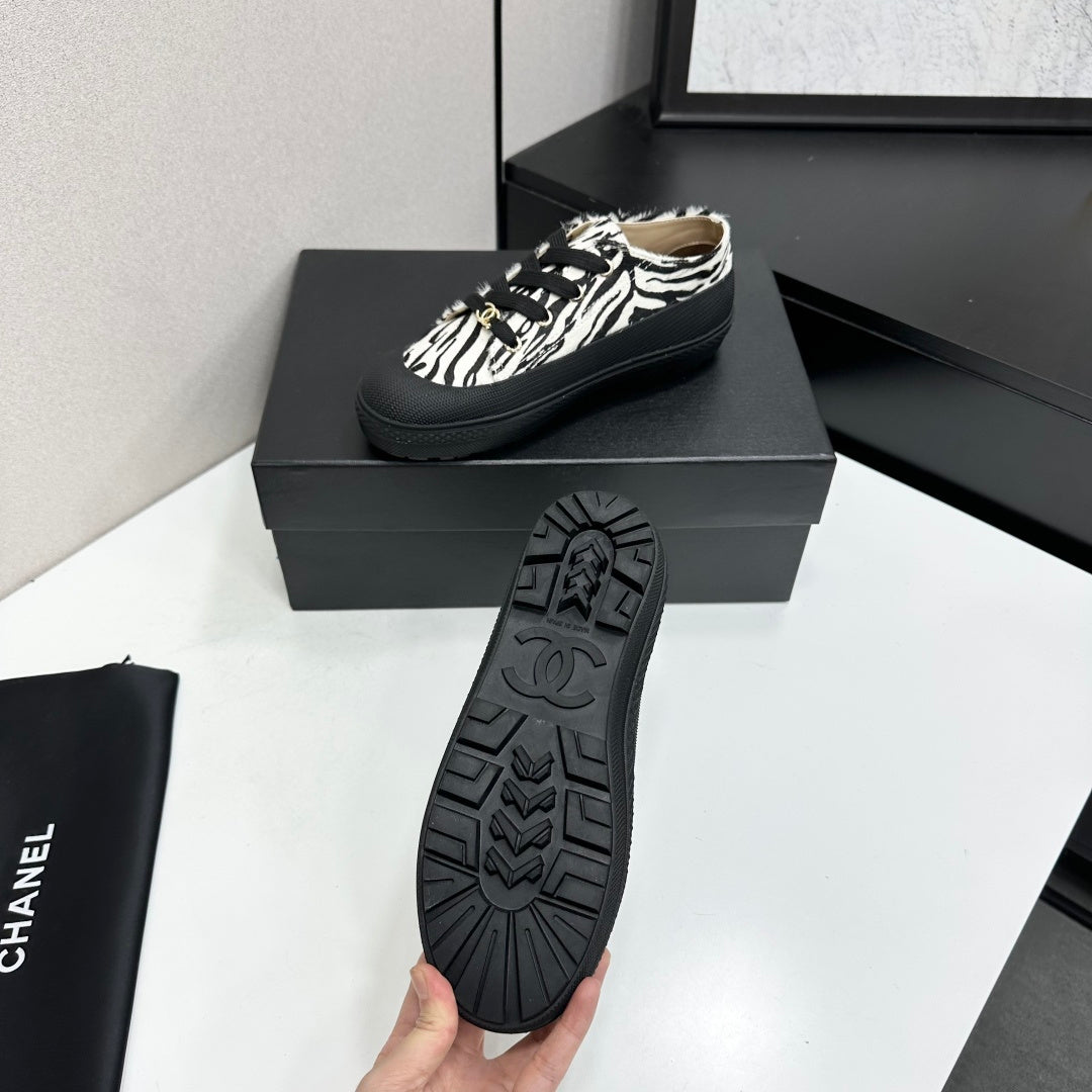 CC 26s Zebra Platform Sneakers Black White Pony Hair 996787