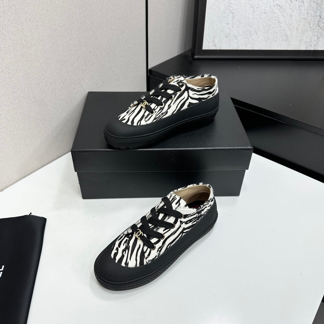 CC 26s Zebra Platform Sneakers Black White Pony Hair 996787