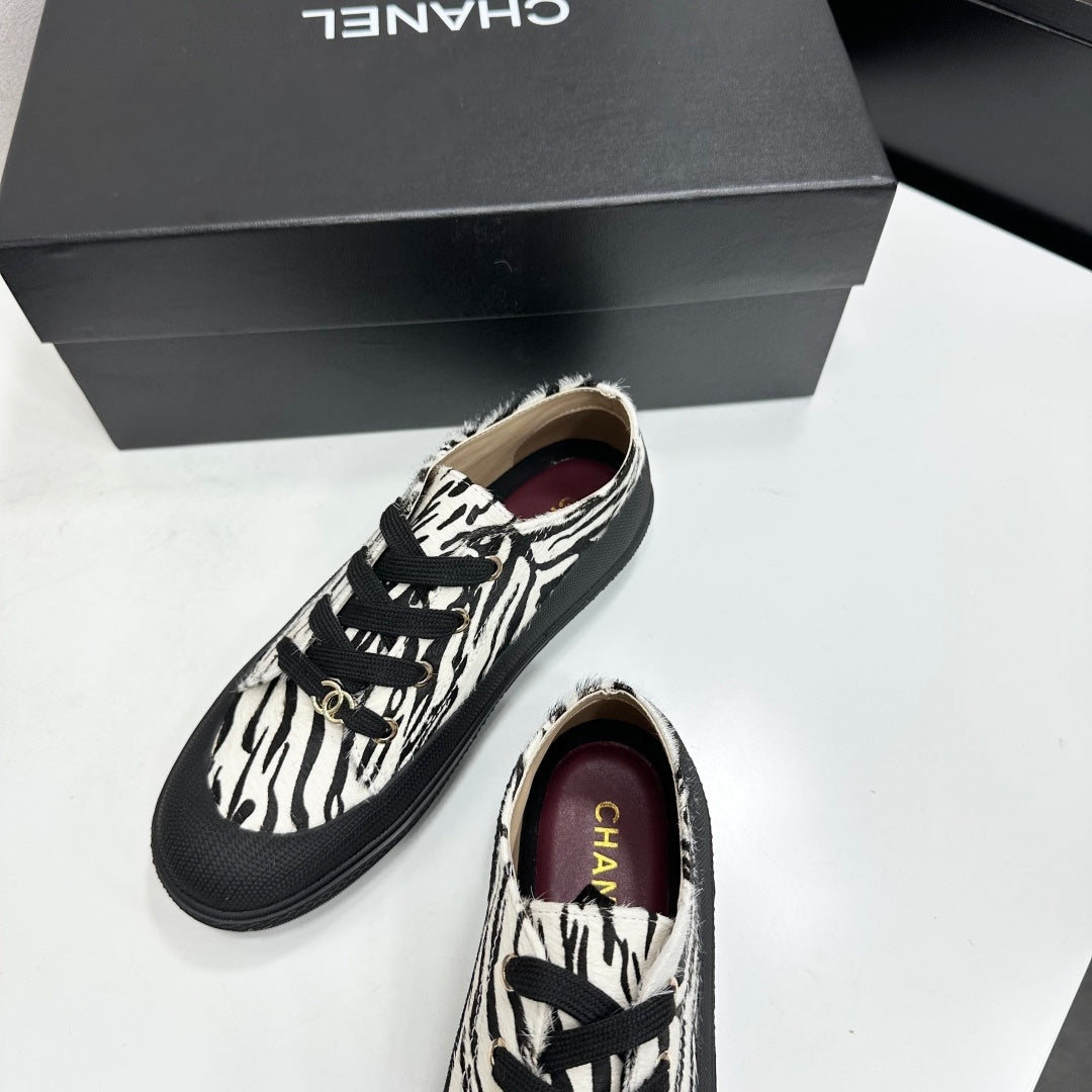 CC 26s Zebra Platform Sneakers Black White Pony Hair 996787