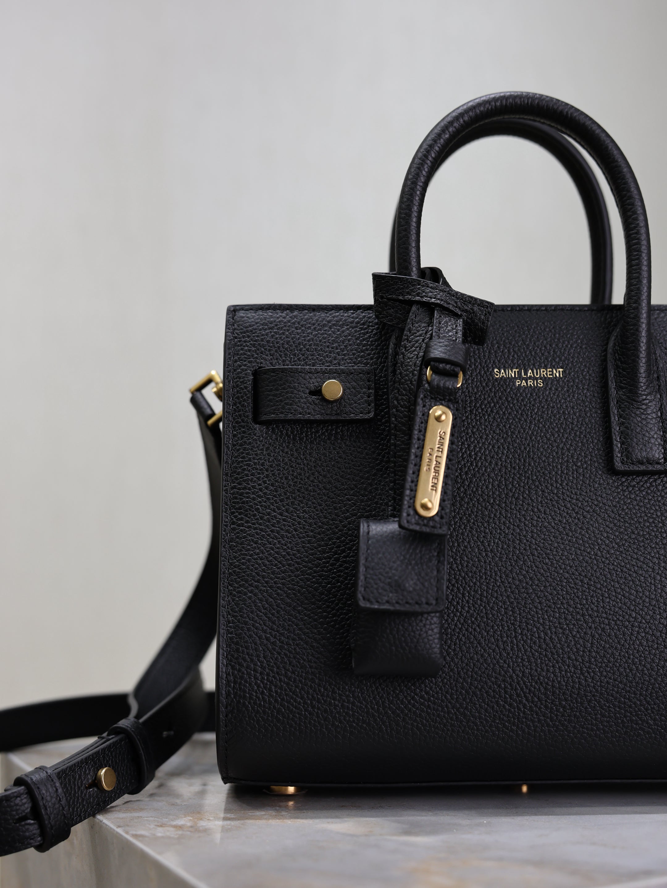 YSL Sac De Jour Nano 22cm Black Grain Cowhide GHW
