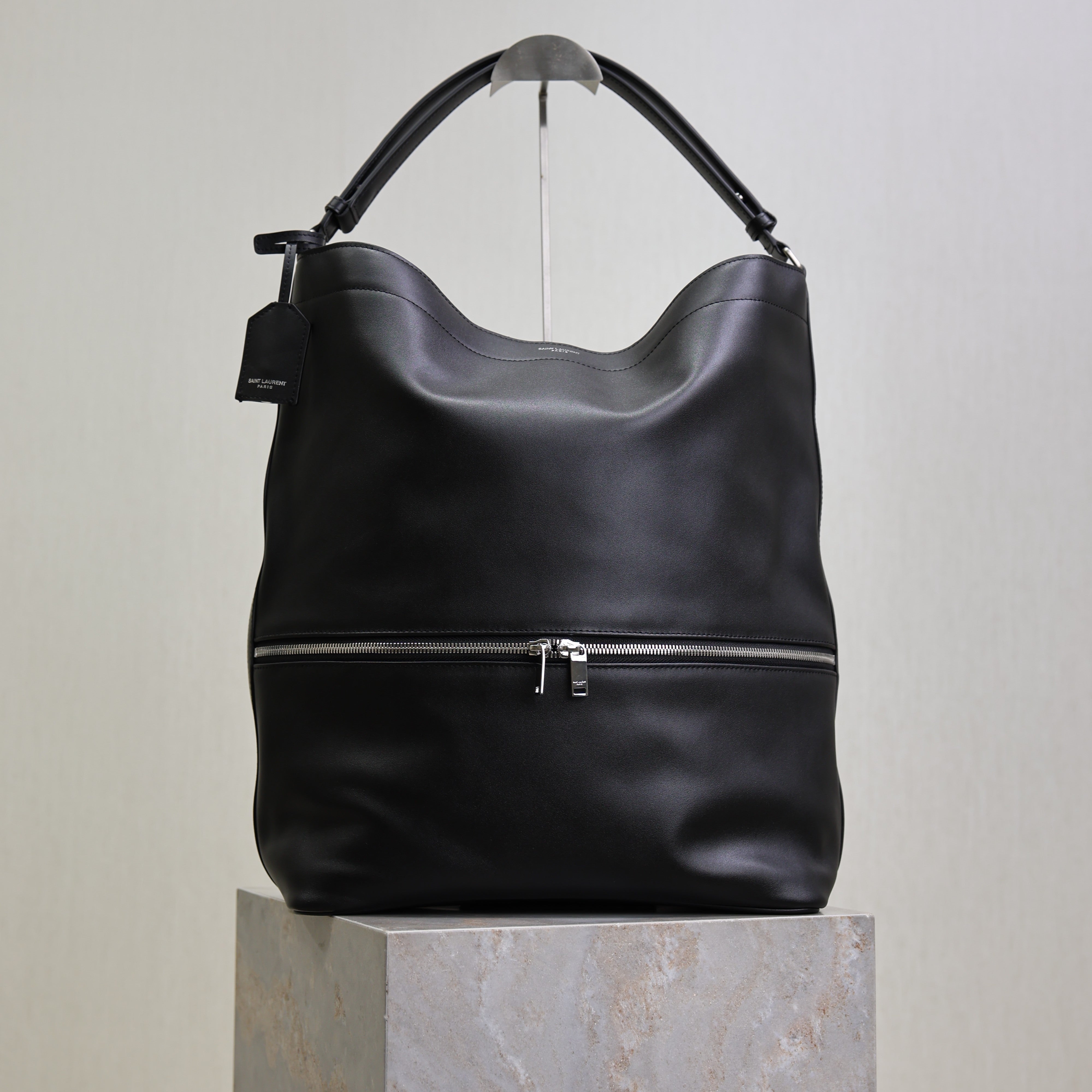 YSL Tag Hobo 31cm Black Cowhide
