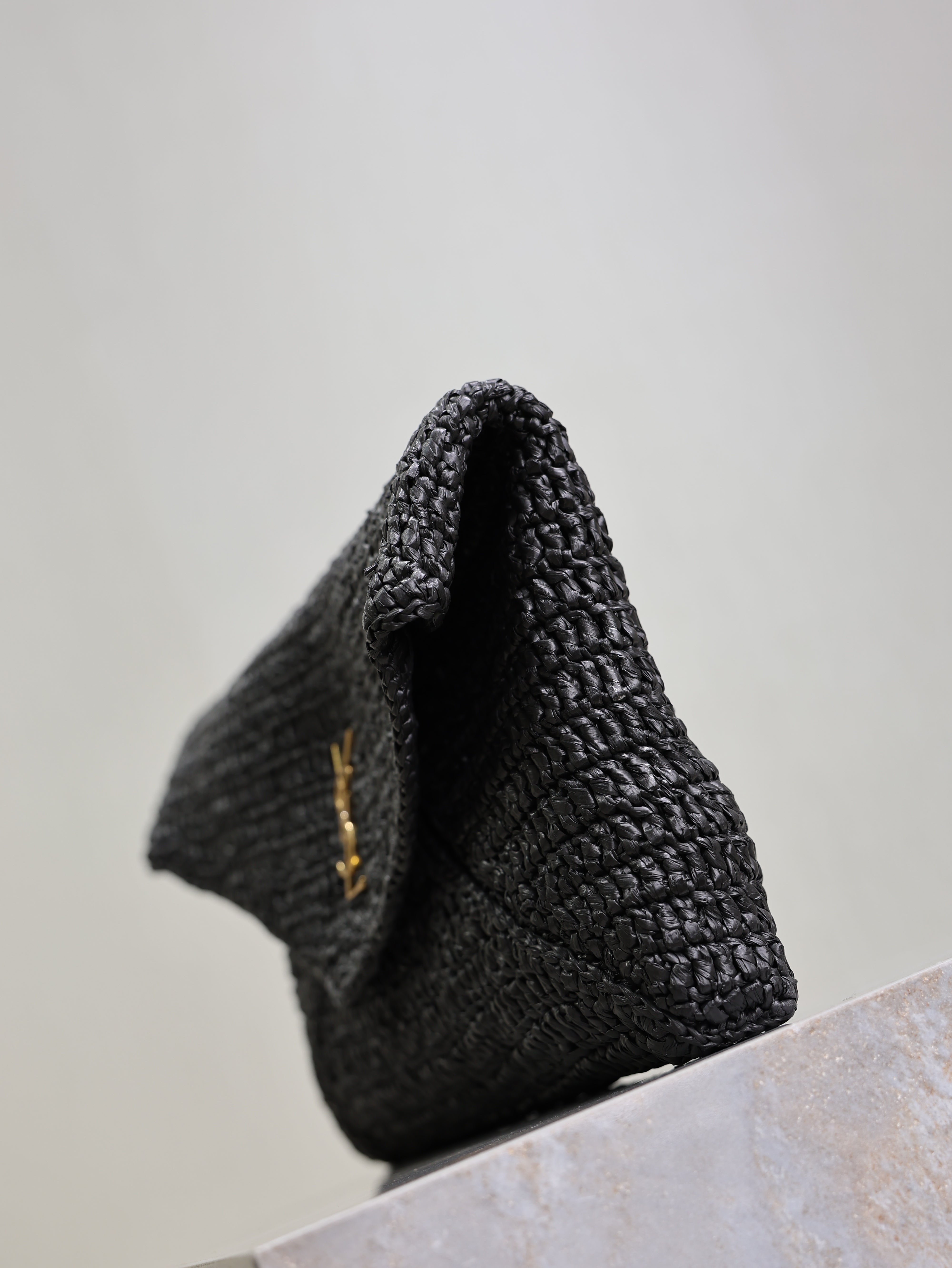 Prada Envelope Clutch 29cm Black Raffia Leather