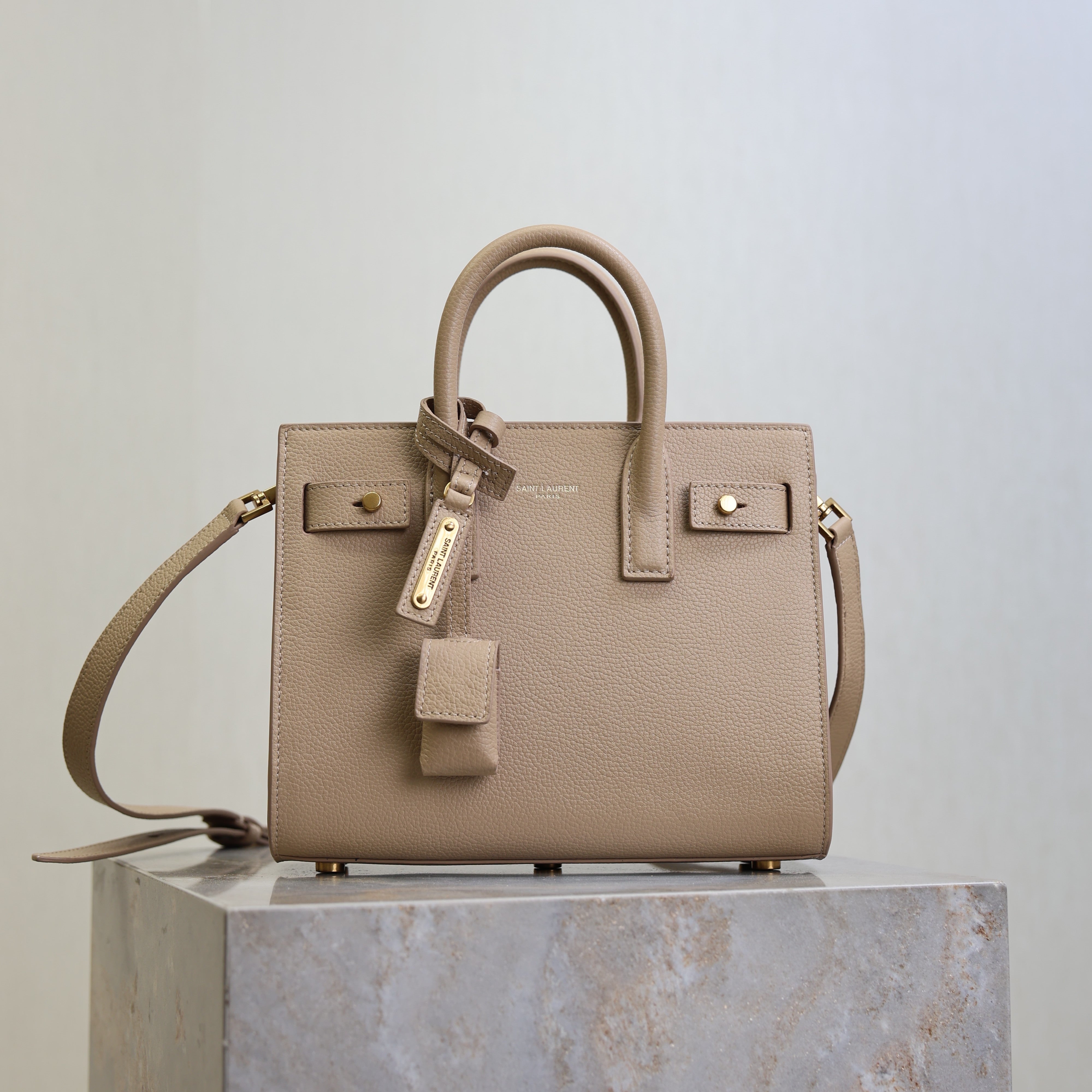 YSL Sac De Jour Nano 22cm Beige Grain Cowhide GHW