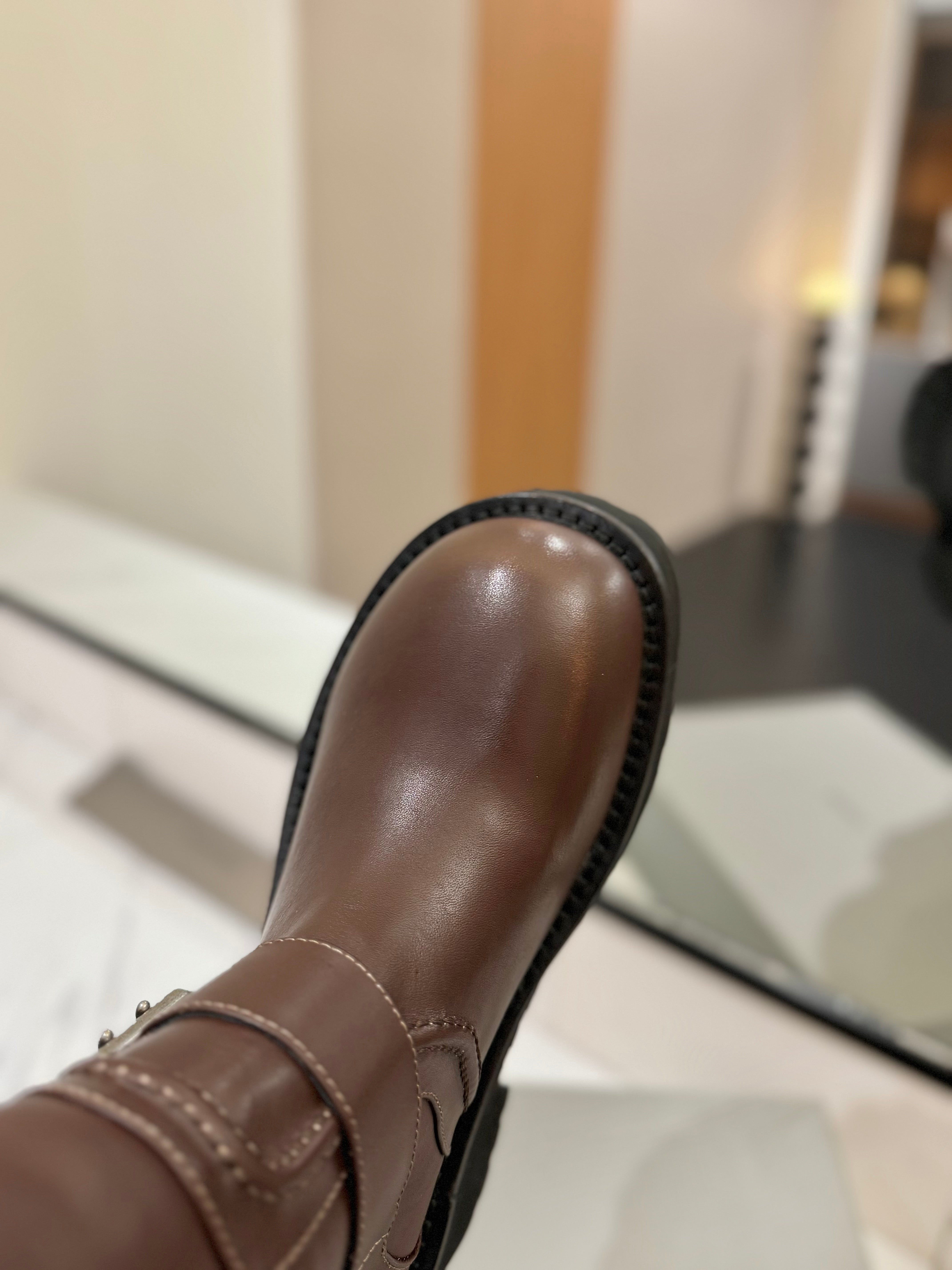 Balenciaga 25s buckled mid-calf boots brown calfskin 467614